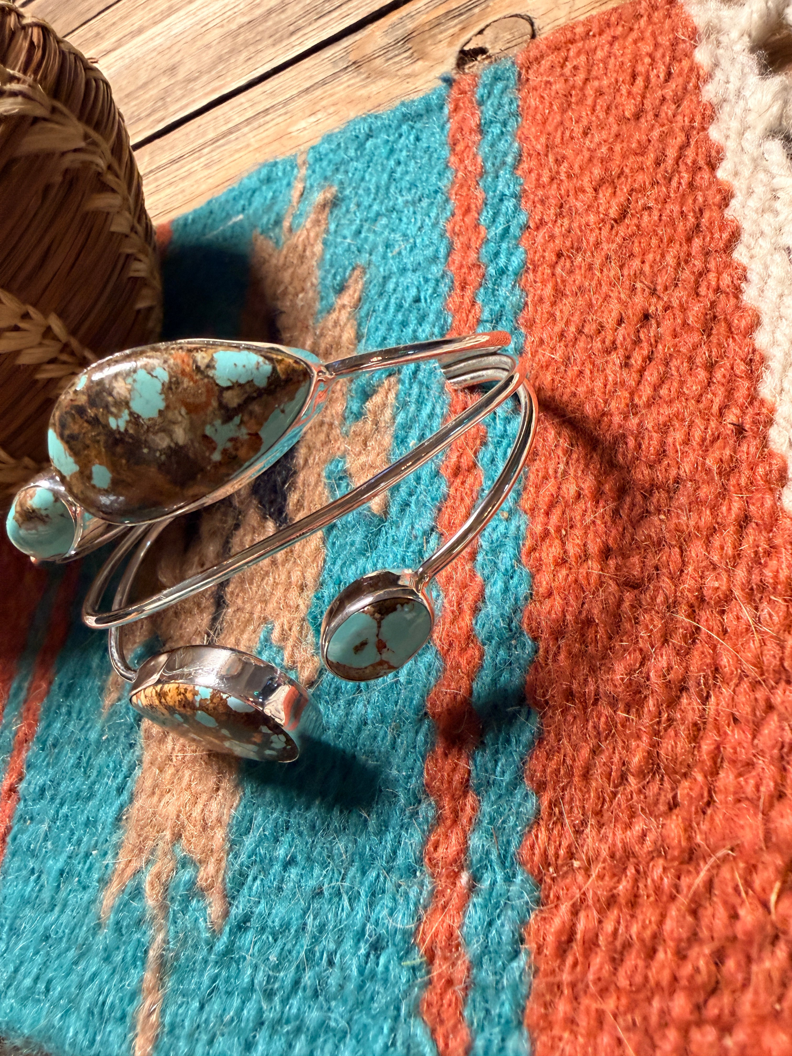 Handcrafted Royston Turquoise & Sterling Silver Cuff Bracelet by Virginia Sandoval