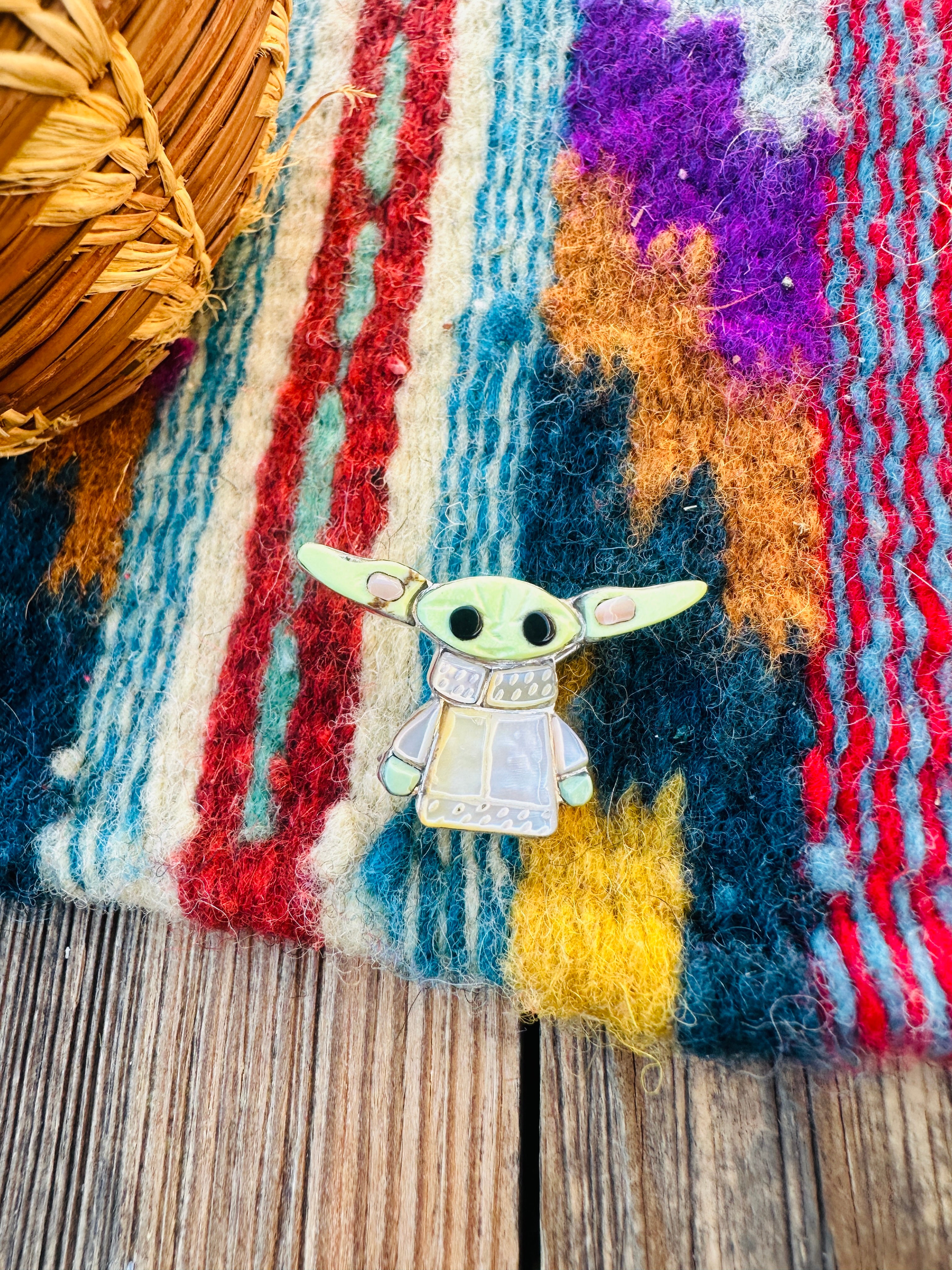 Handcrafted Sterling Silver and Multi Stone Character Brooch