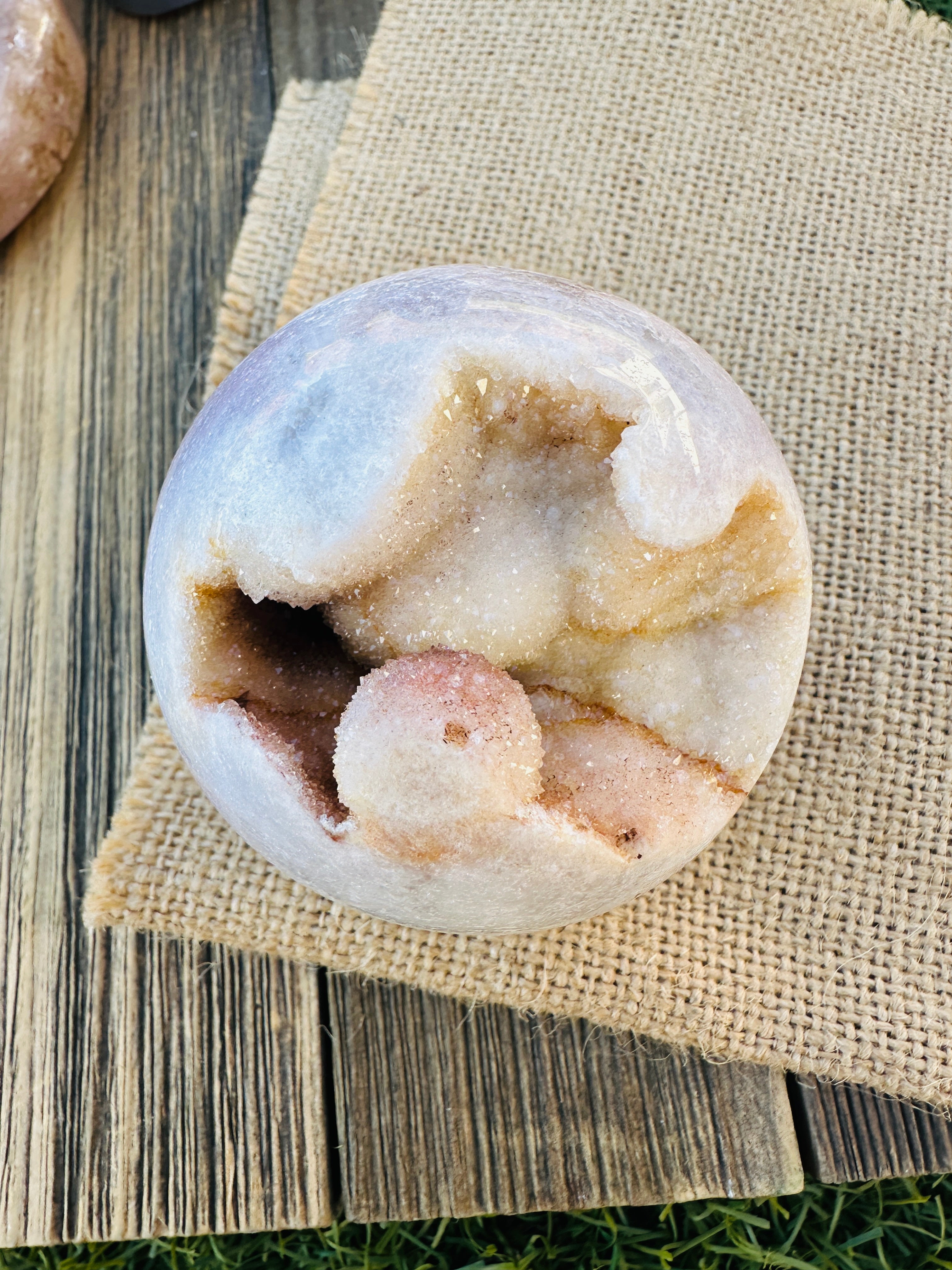 ✨ Nizhoni Crystals ✨  Pink Amethyst Geode Sphere