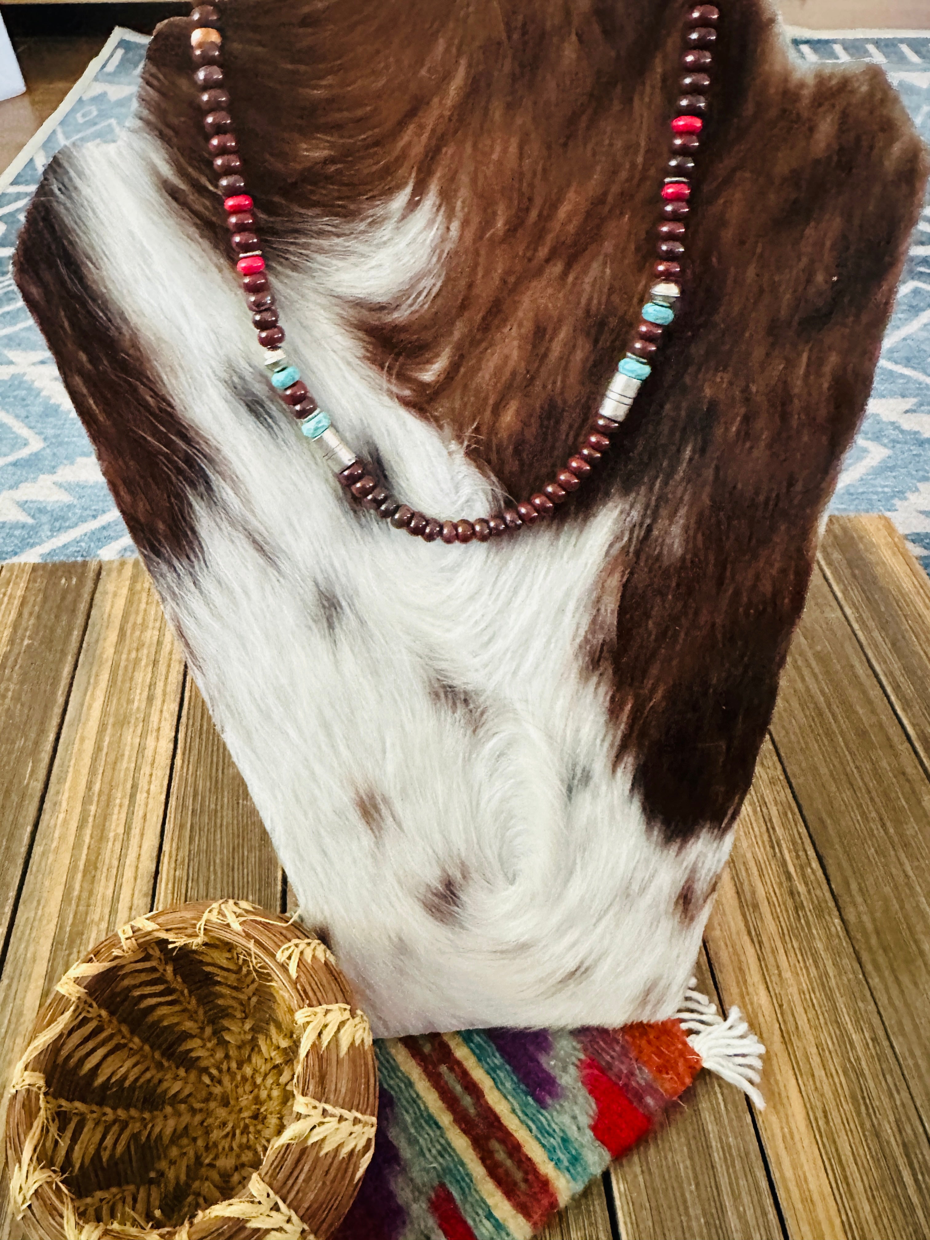 Handcrafted Multi Stone & Sterling Silver Beaded 16” Necklace by T & R Singer