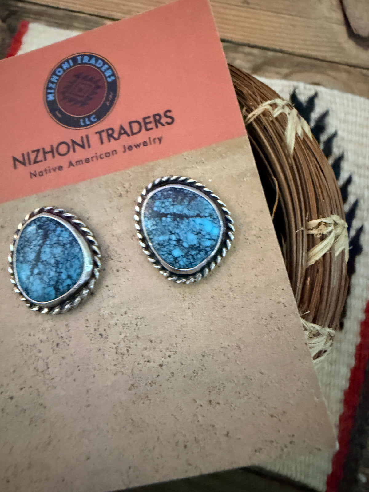 Handcrafted Turquoise & Sterling Silver Post Earrings