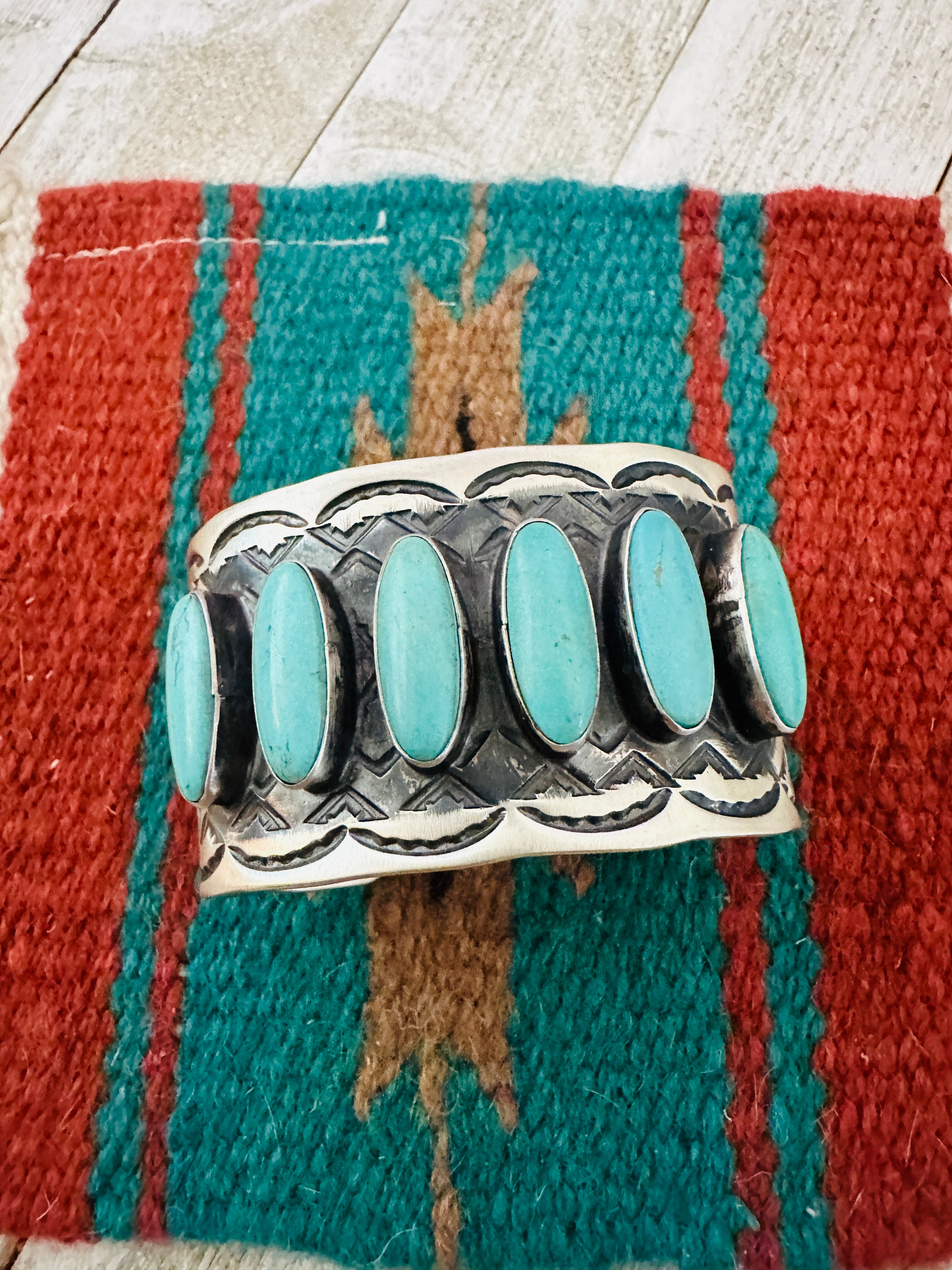 Handcrafted Sterling Silver & Turquoise Cuff Bracelet by Chimney Butte /