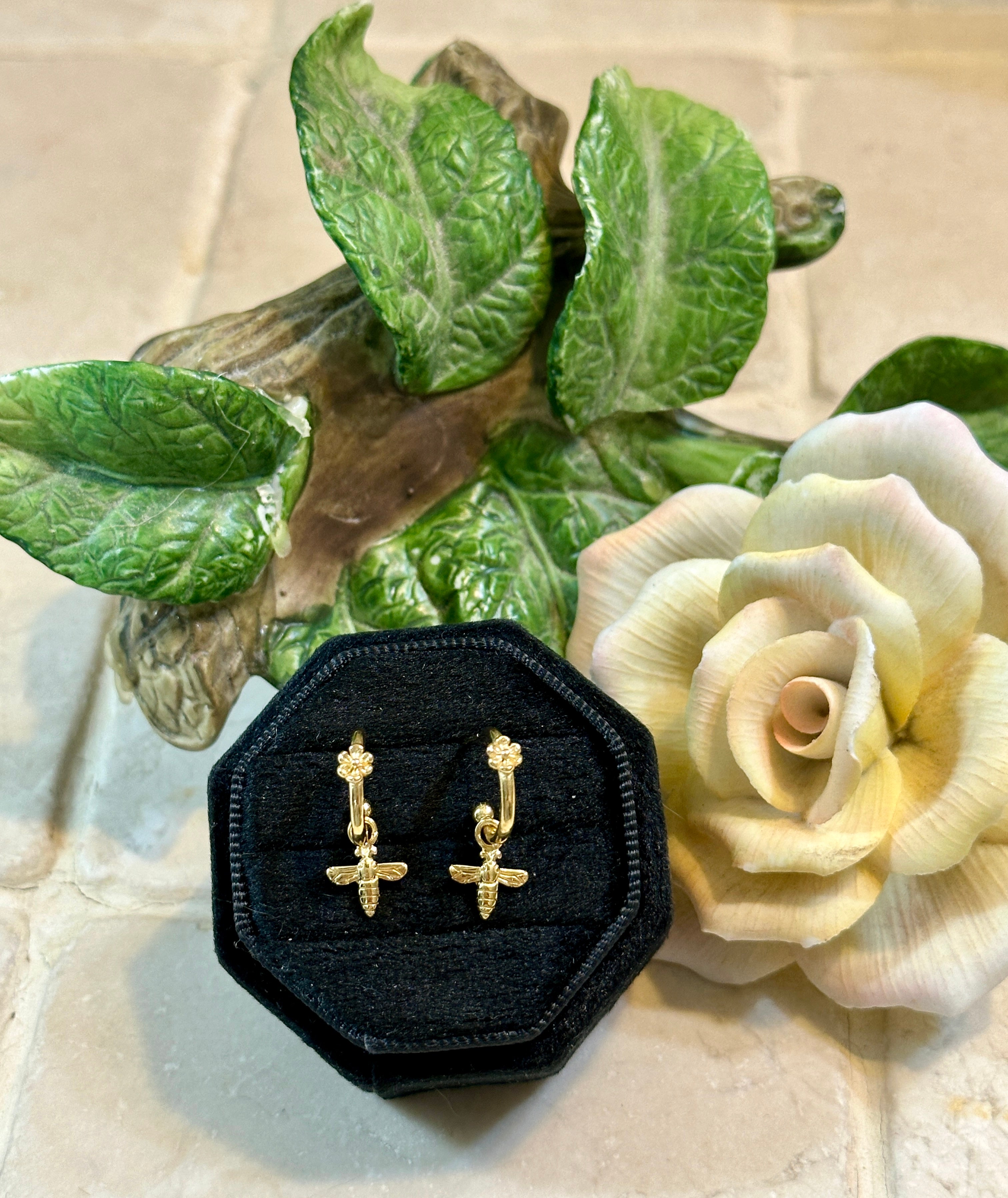 Gold Plated Bee & Daisy Earrings