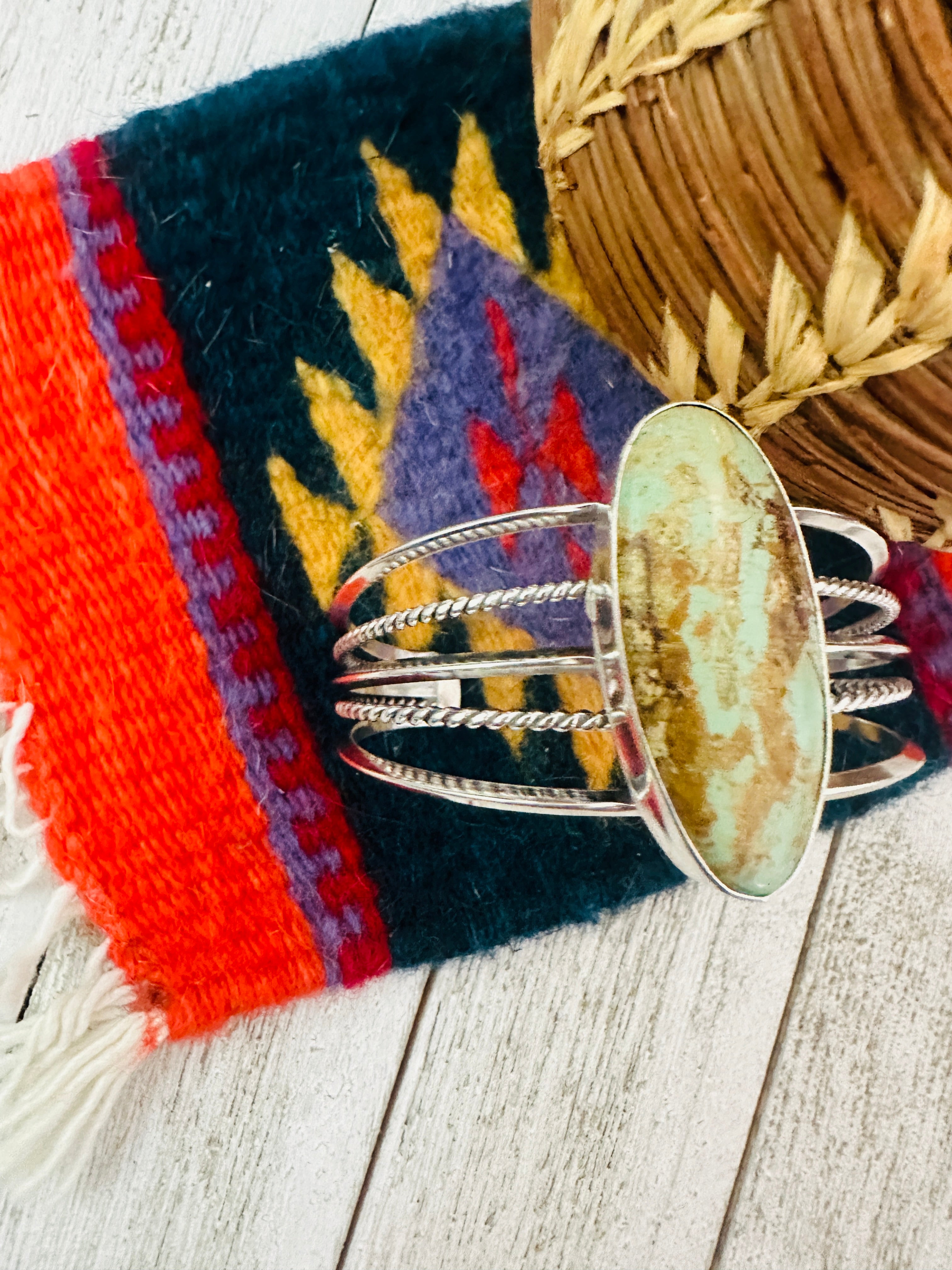 Navajo Royston Turquoise & Sterling Silver Cuff Bracelet