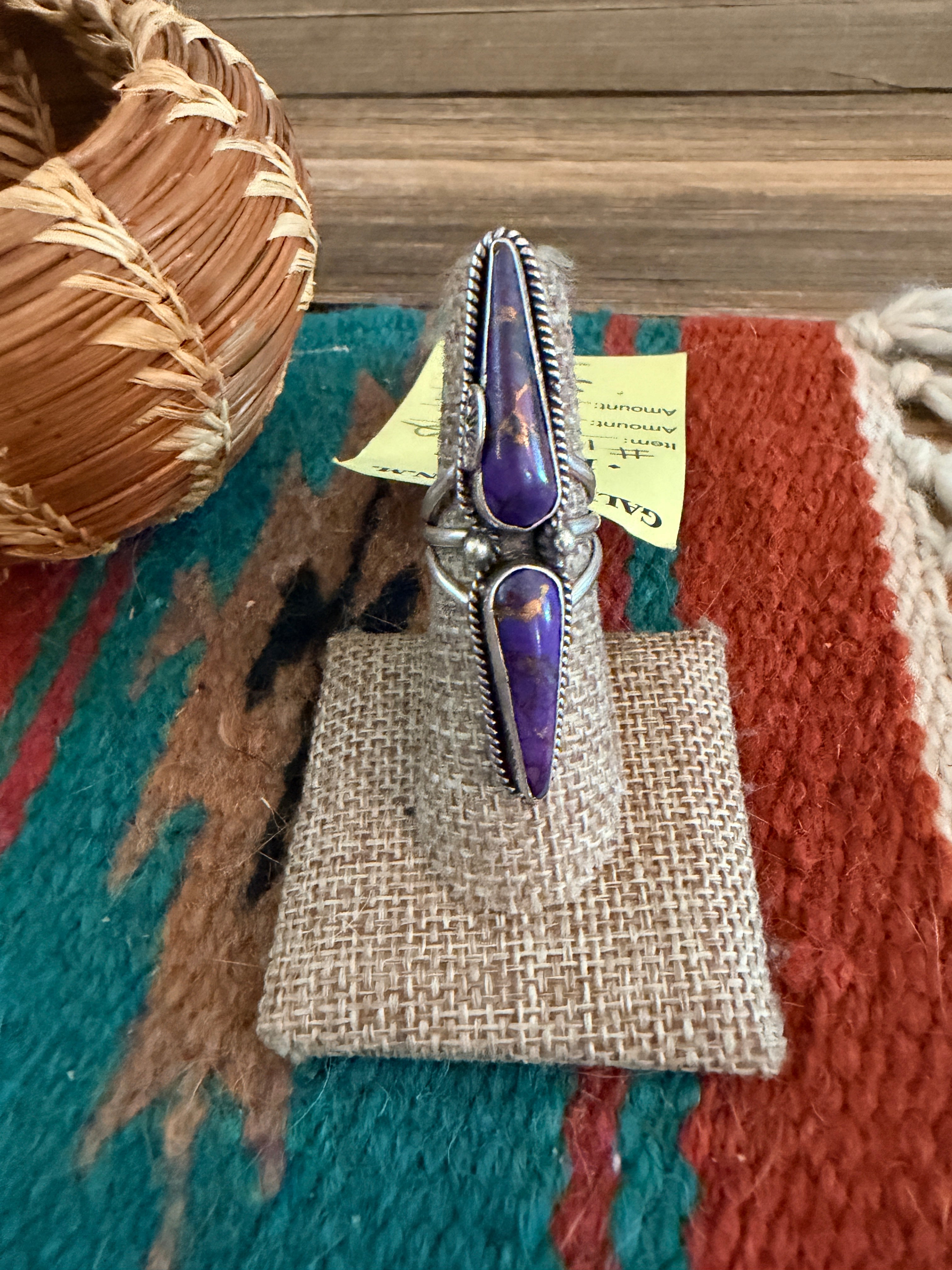 Old Pawn Handcrafted Purple Mojave & Sterling Silver Ring Size 6.75
