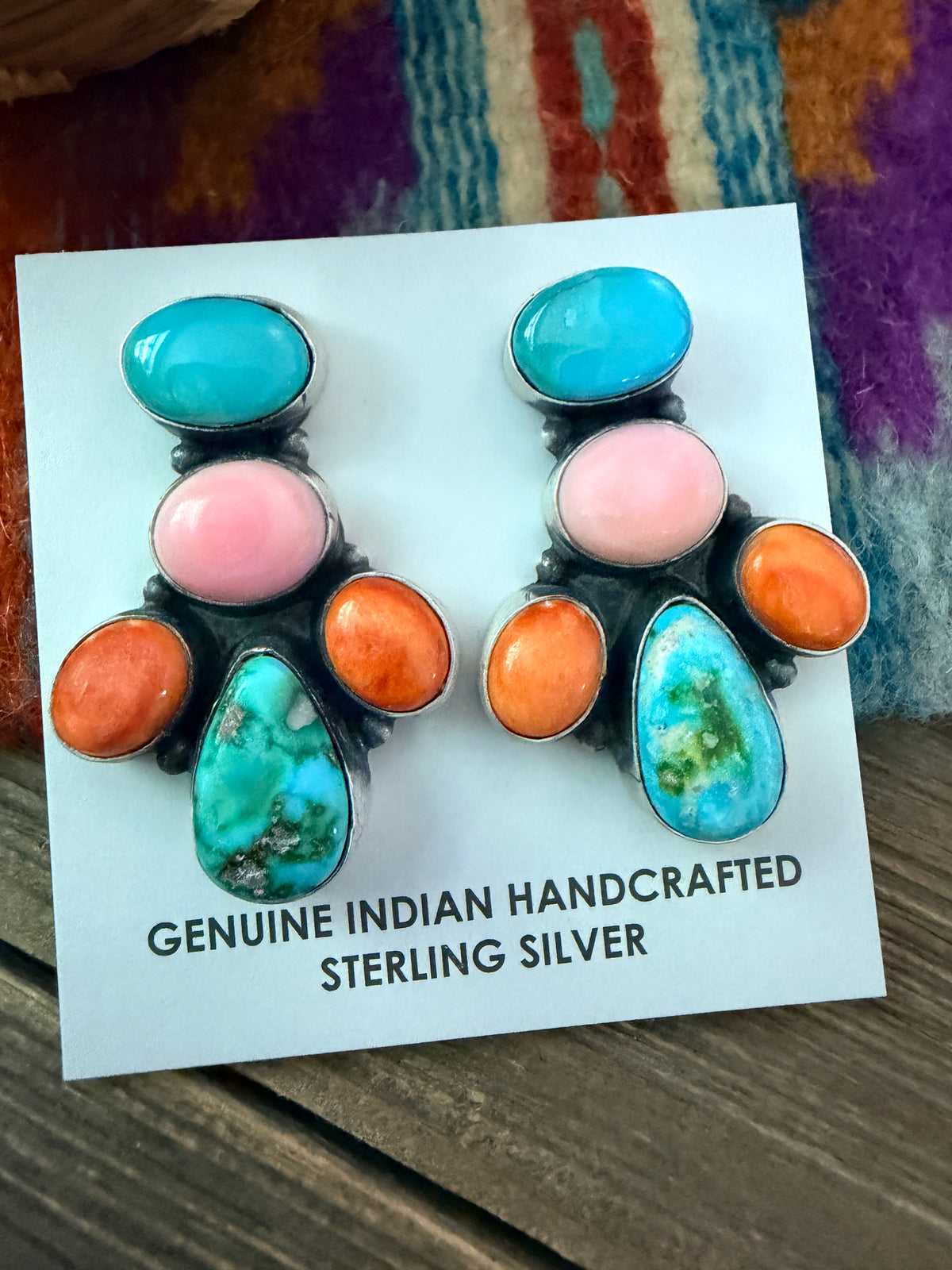 Handcrafted Multi Stone & Sterling Silver Dangle Earrings