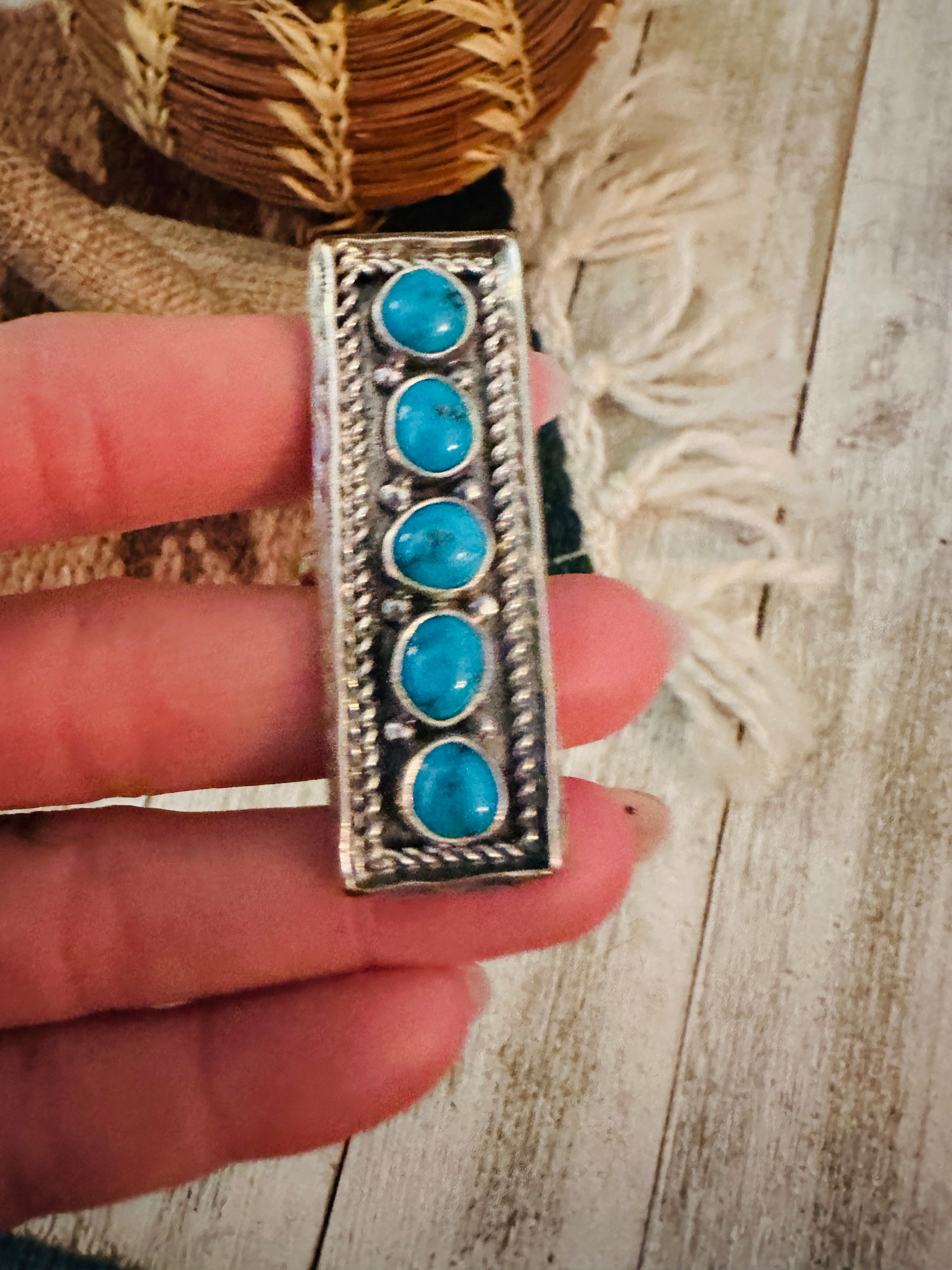 Handcrafted Sterling Silver & Turquoise Adjustable Ring