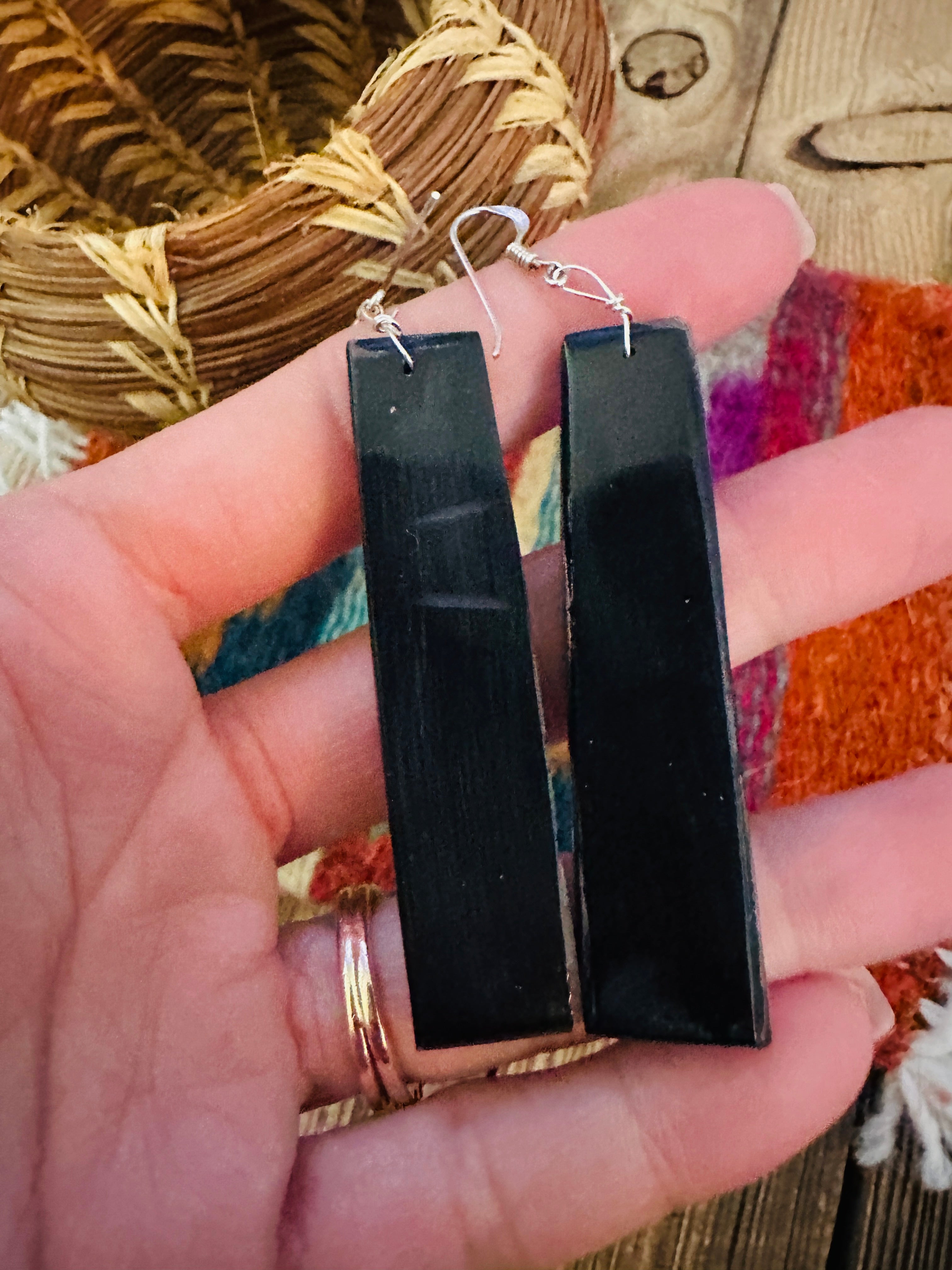 Handcrafted Multi Stone Inlay Slab Dangle Earrings