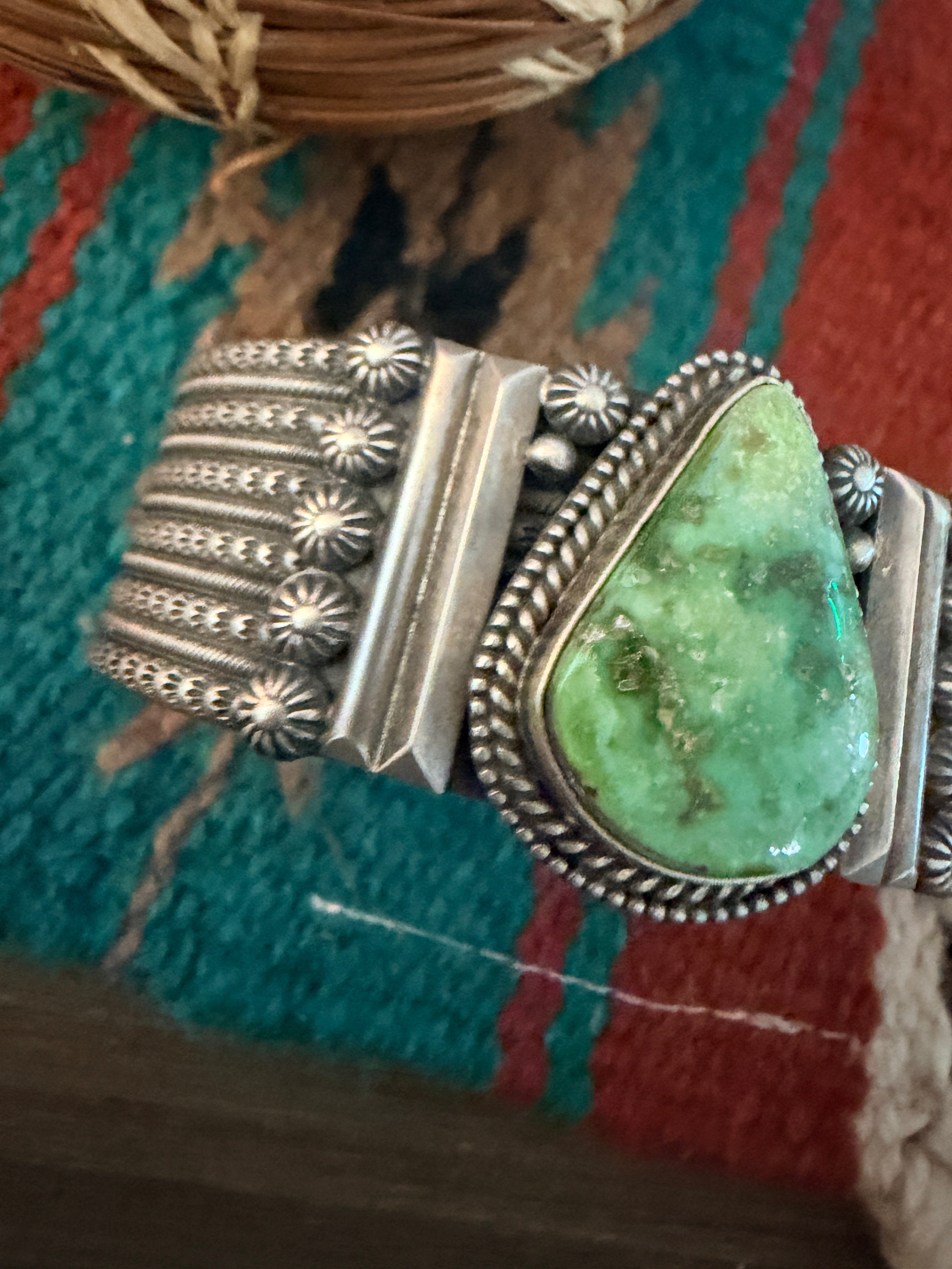 Handcrafted Carico Lake Turquoise & Sterling Silver Cuff Bracelet By M&R Calladitto