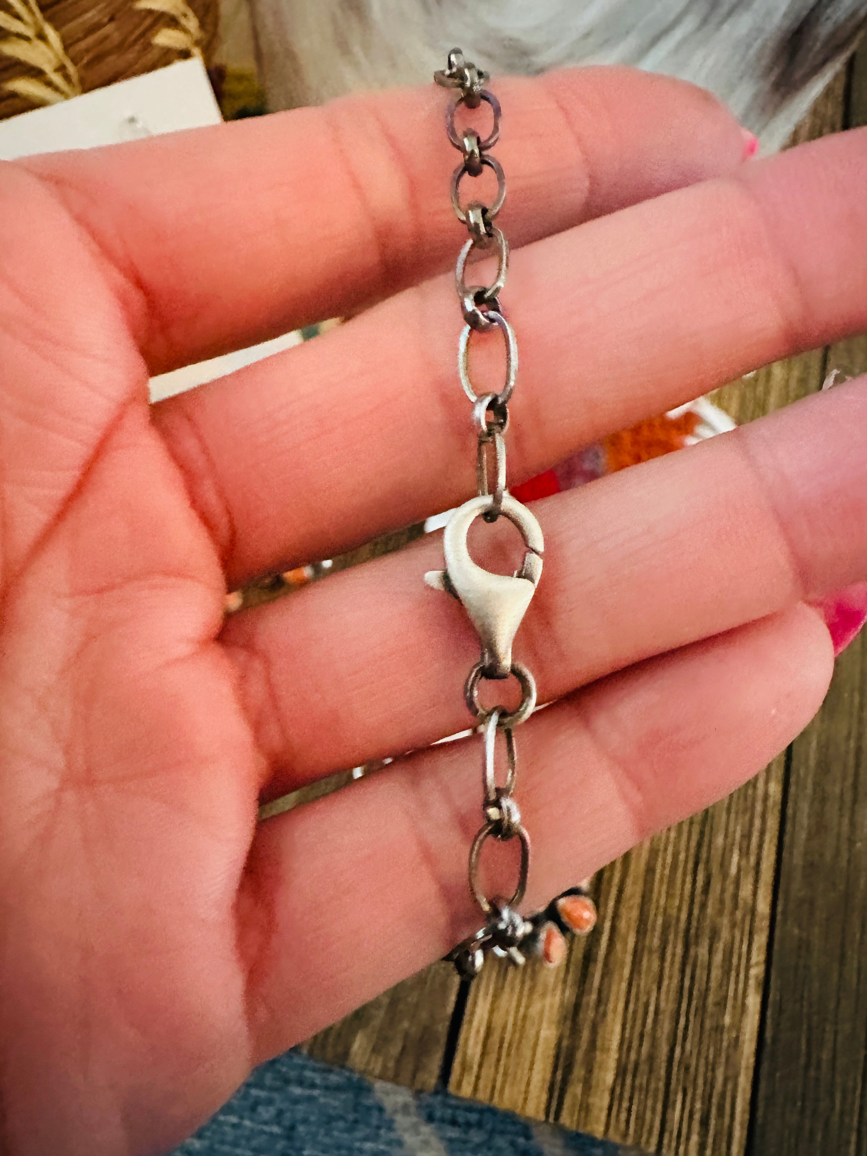 Handcrafted Orange Spiny Oyster & Sterling Silver Necklace and Earring Set by Sheila Becenti