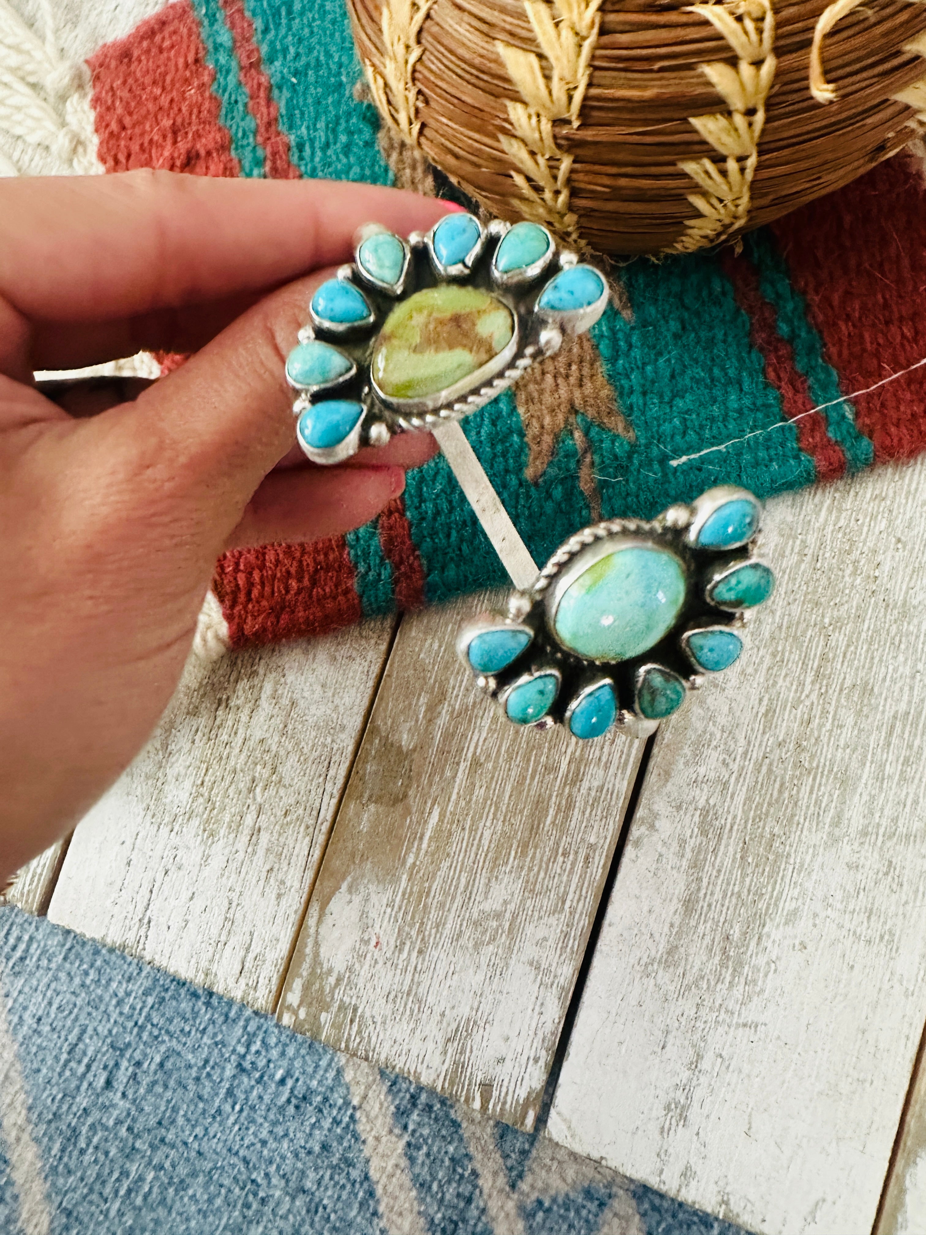 Handcrafted Turquoise & Sterling Silver Floating Cuff Bracelet /