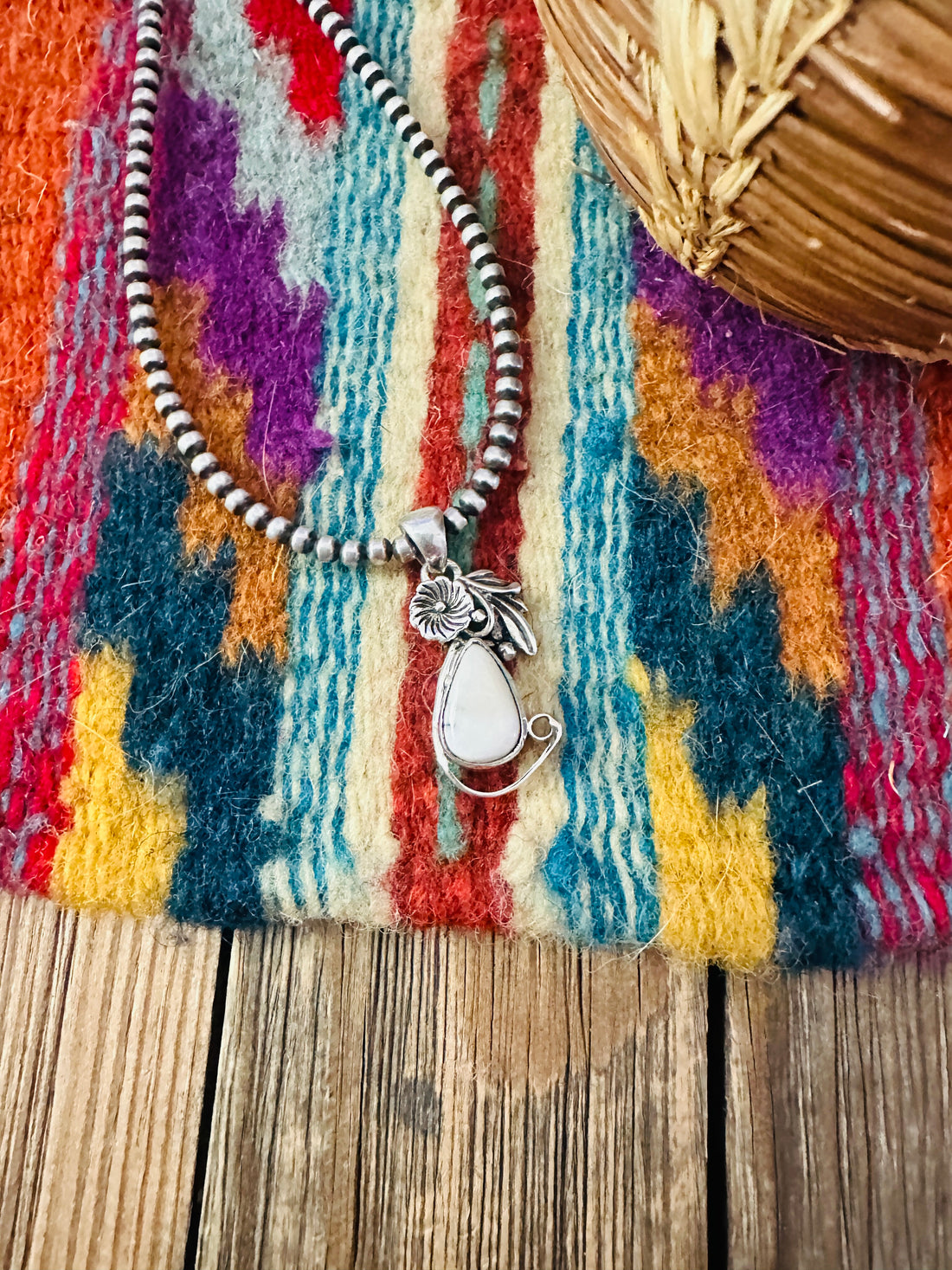Handcrafted Sterling Silver & White Buffalo Pendant