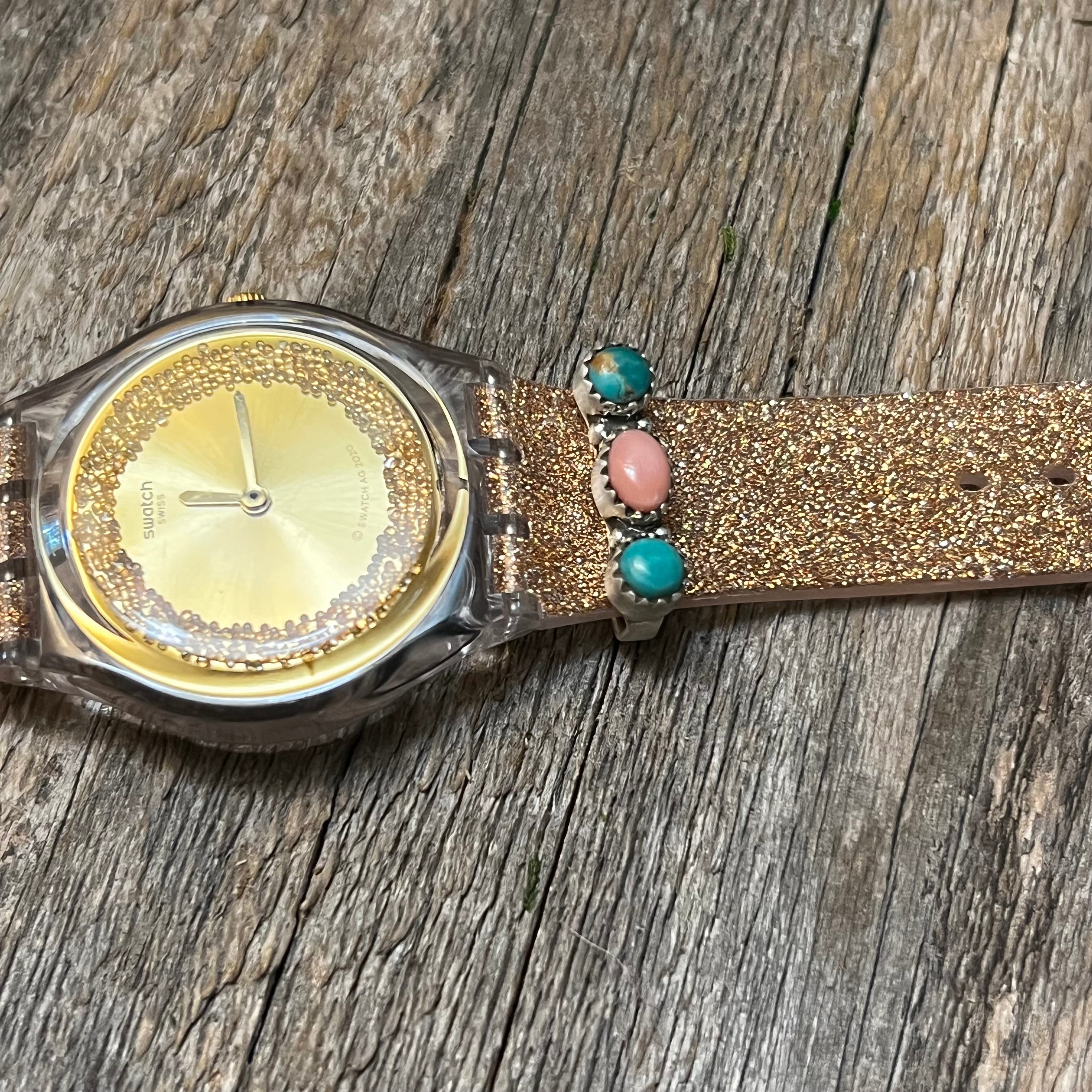 Handmade Sterling Silver Turquoise & Pink Conch Watch Charm