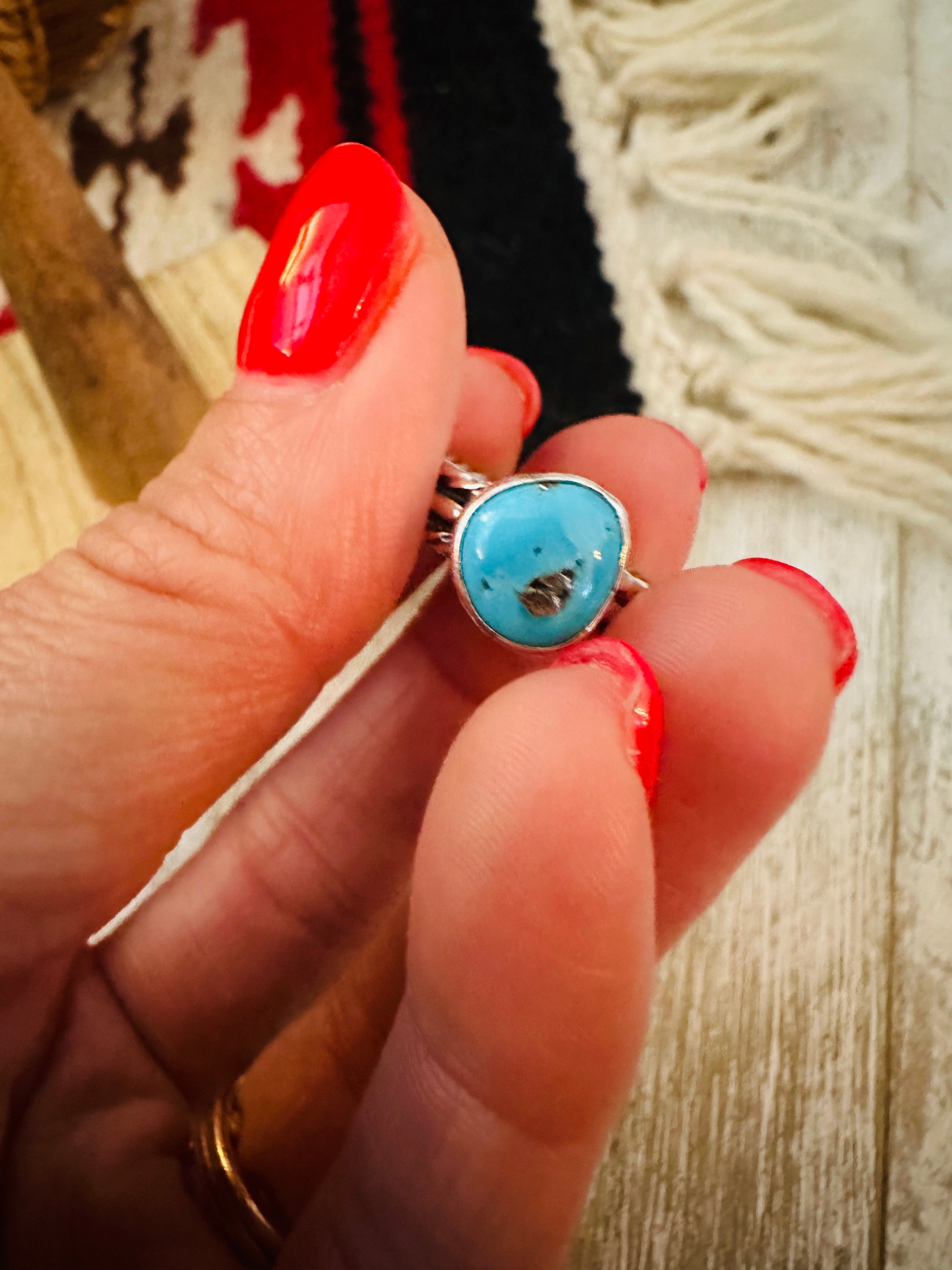 Navajo Turquoise & Sterling Silver Ring Size 4.5