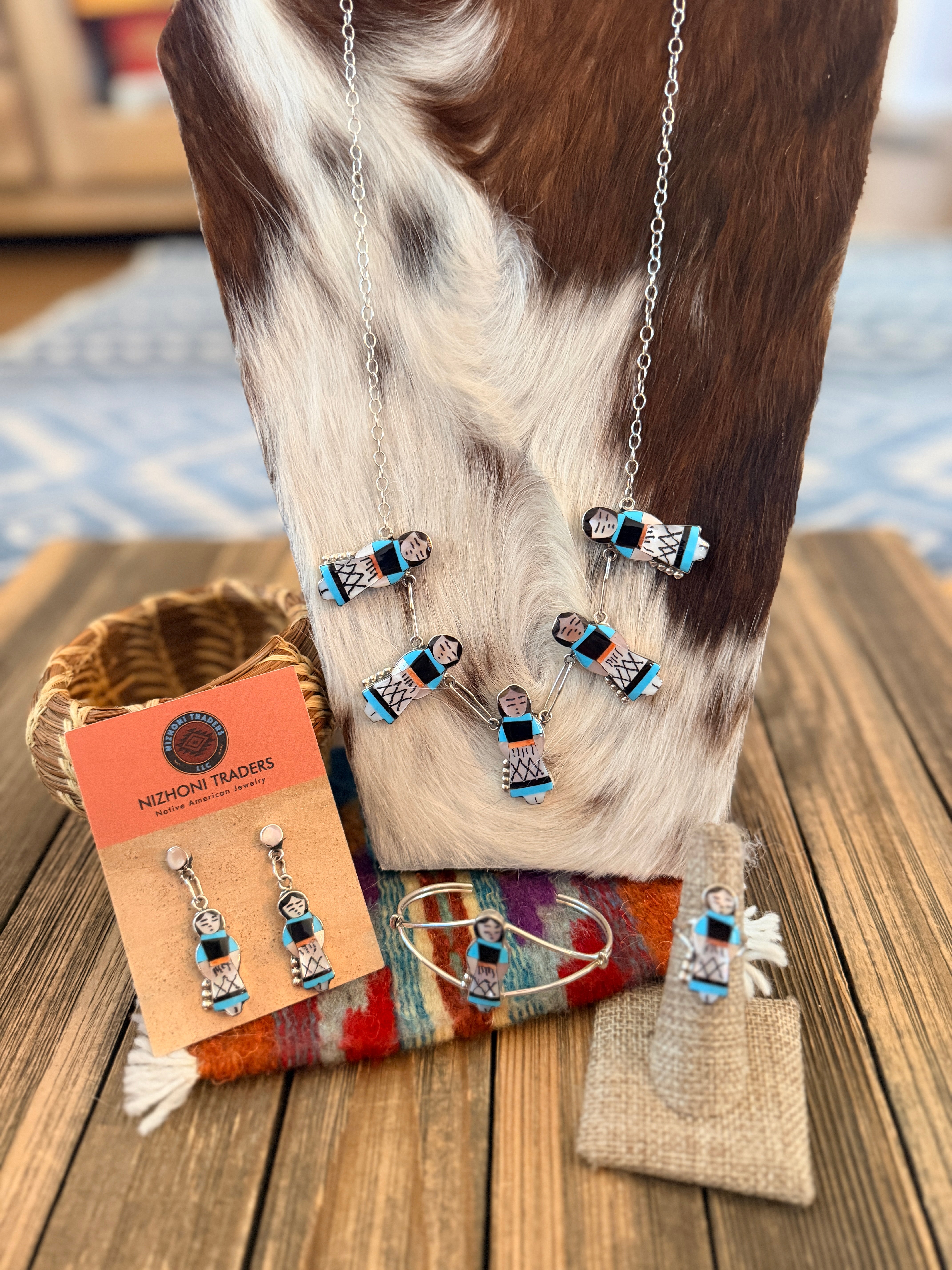 Handcrafted Multi Stone & Sterling Silver Inlay Maiden 4-Piece Jewelry