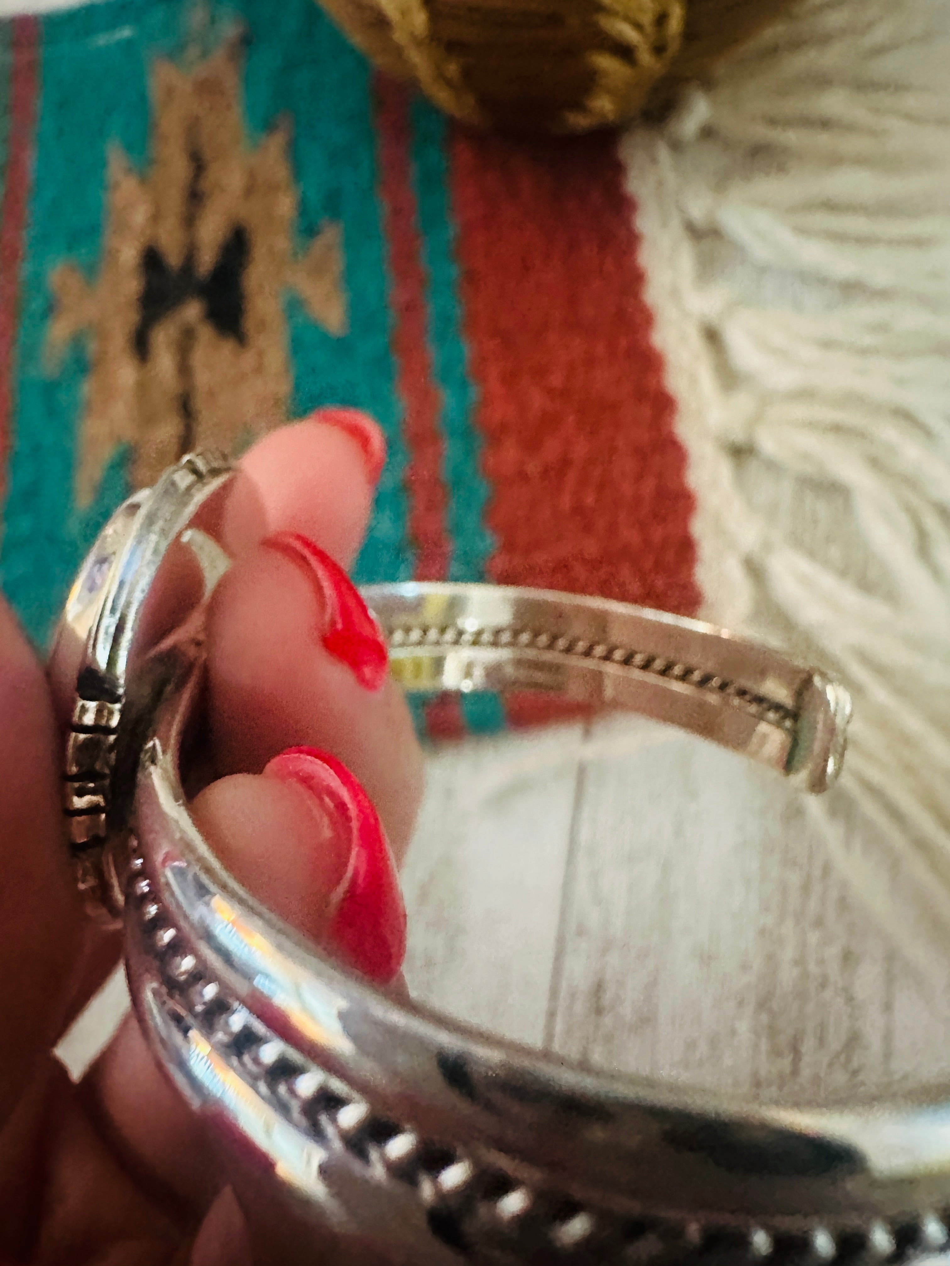 Navajo White Buffalo & Sterling Silver Cuff Bracelet