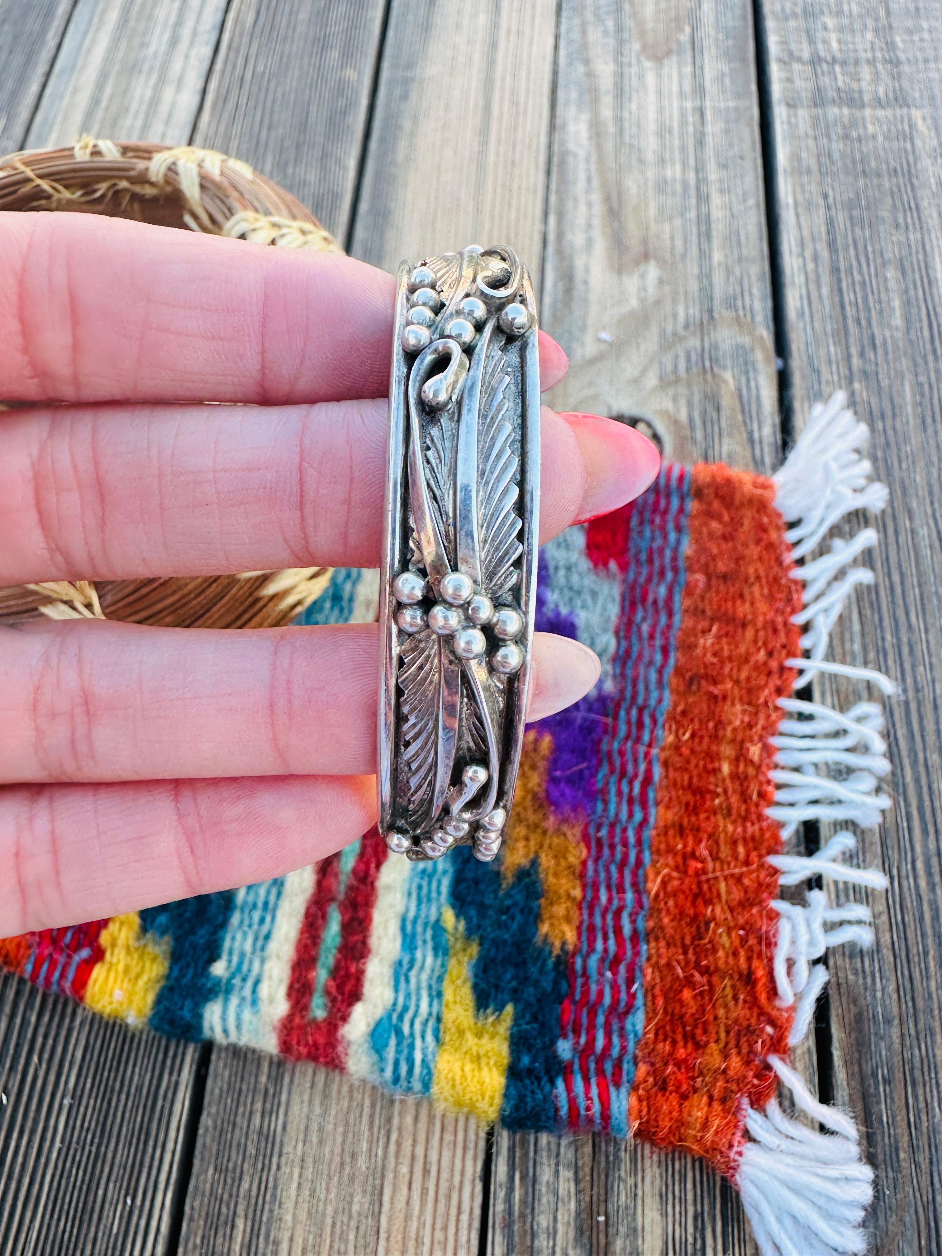 Handcrafted Old Pawn Sterling Silver Cuff Bracelet