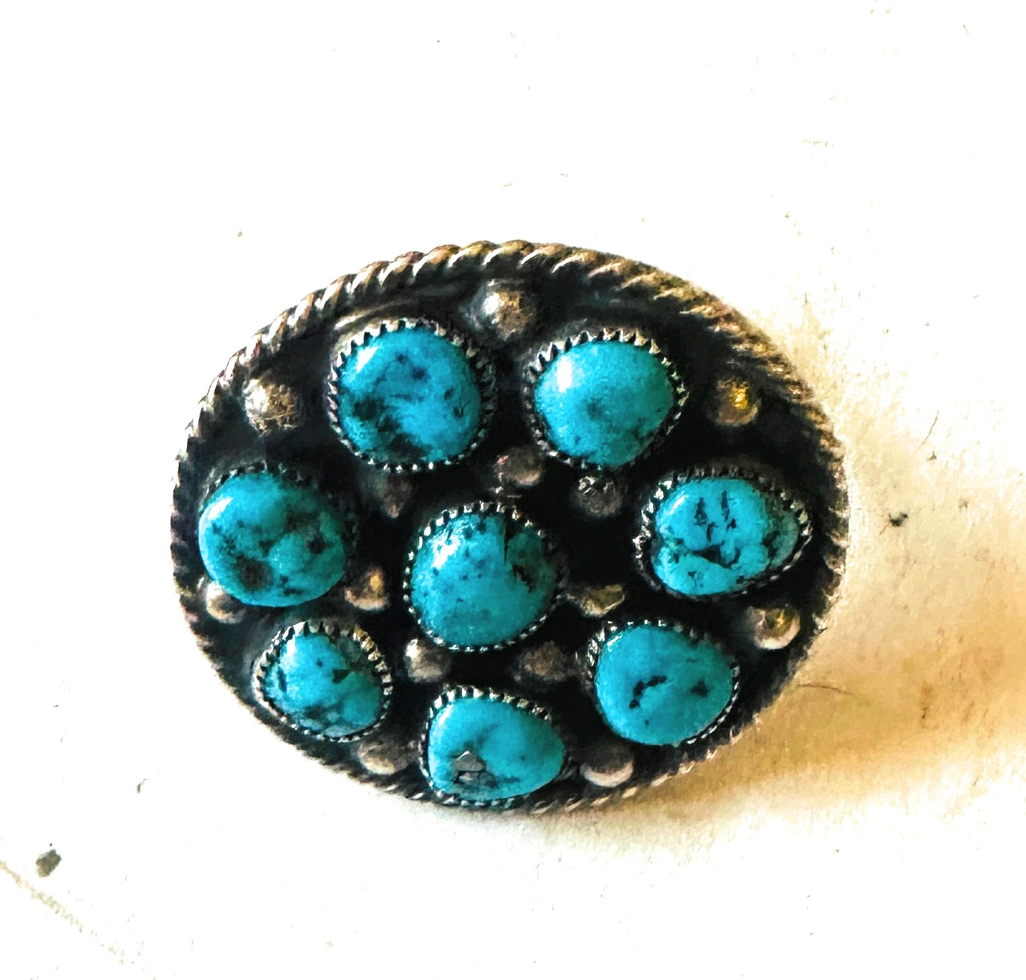 Navajo Sterling Silver & Kingman Turquoise Adjustable Ring