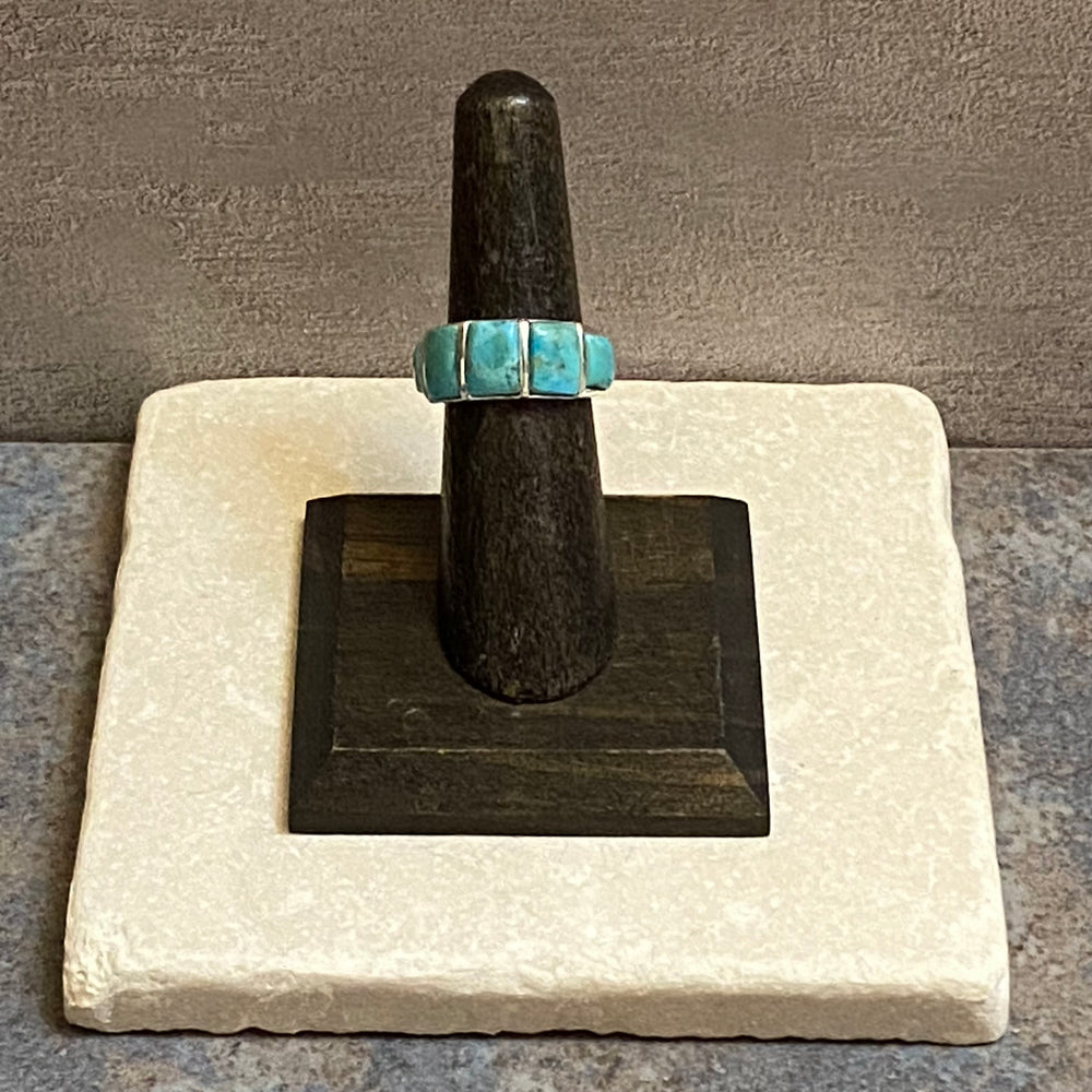 Sterling Silver Five Stone Turquoise Ring Size 6