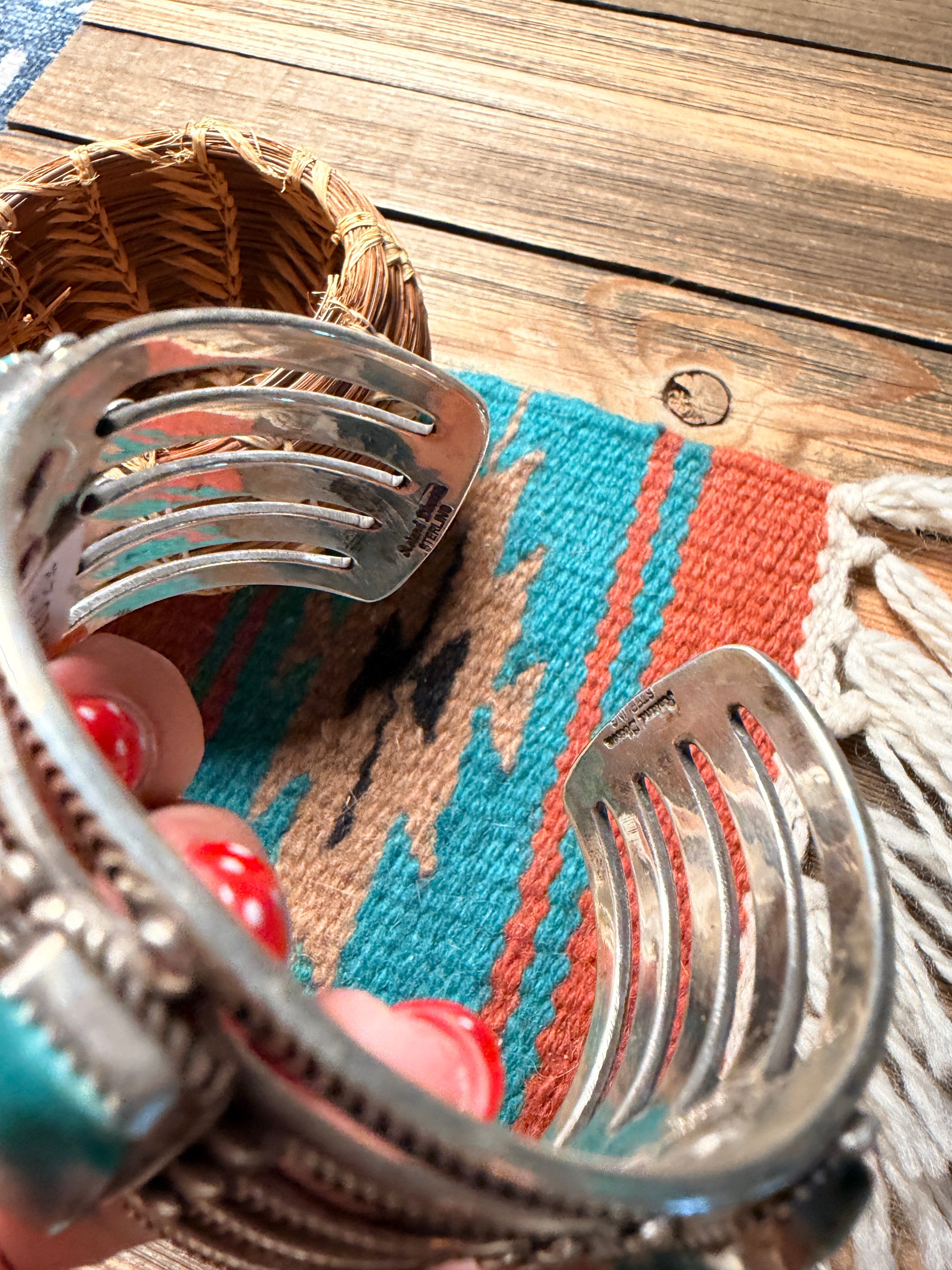 Handcrafted Turquoise & Sterling Silver Cuff Bracelet by Roland Dixson