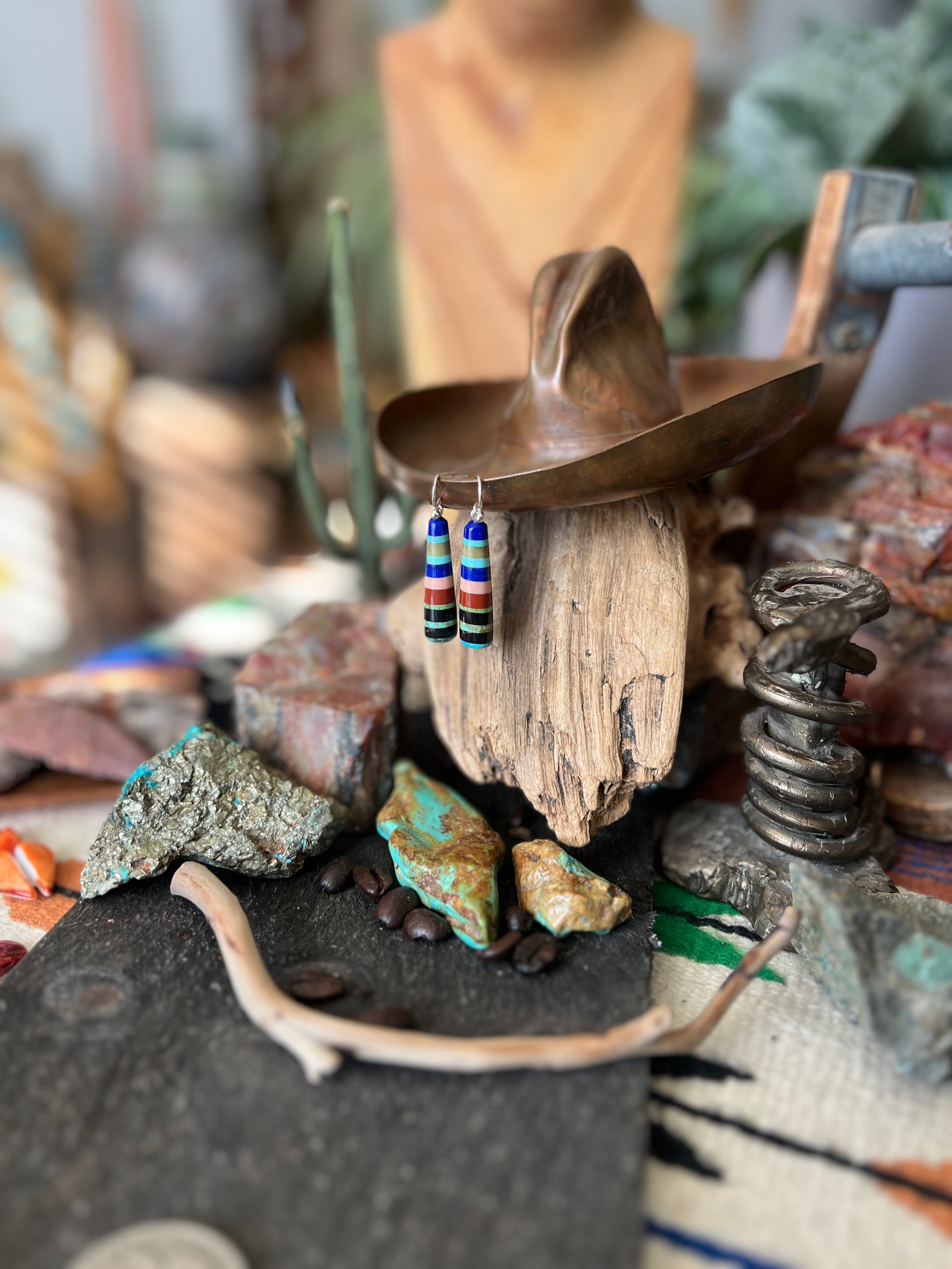 Santo Domingo Layered Multistone Earrings by Ronald Chavez, Stacked Gems #3