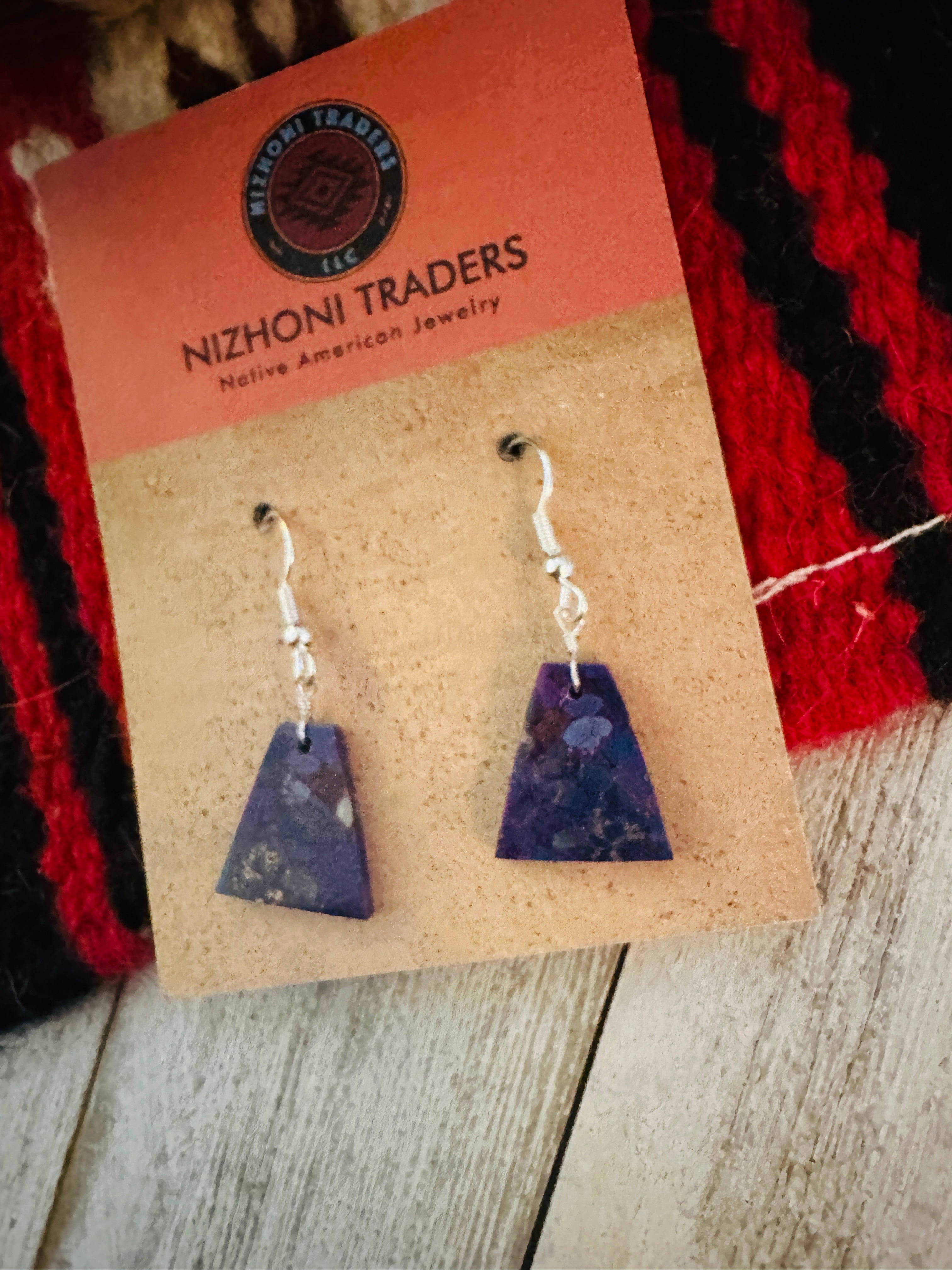 Handcrafted Sterling Silver & Purple Mojave Slab Dangle Earrings