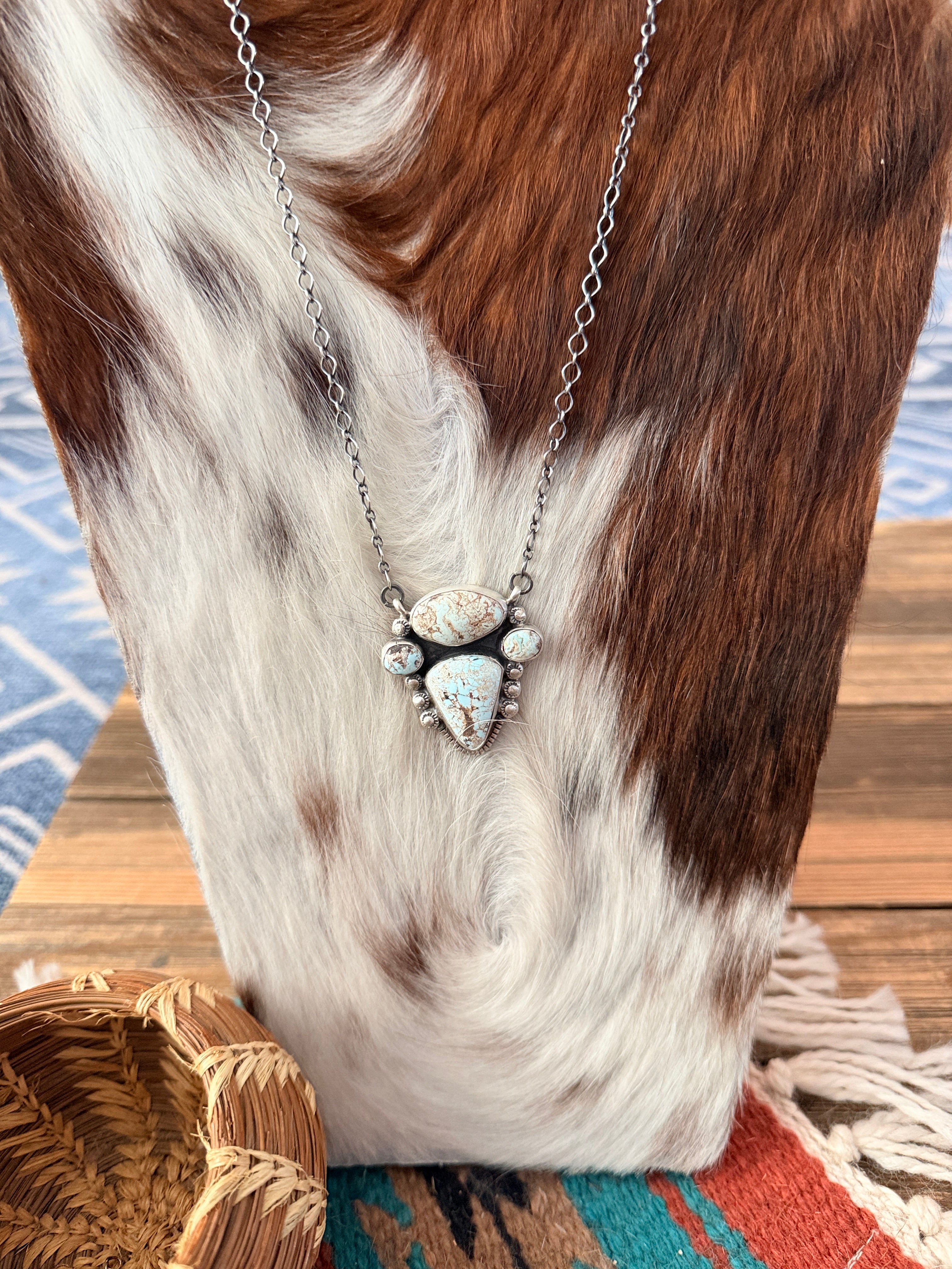 Handcrafted Dry Creek Turquoise & Sterling Silver Necklace by Joelias Draper