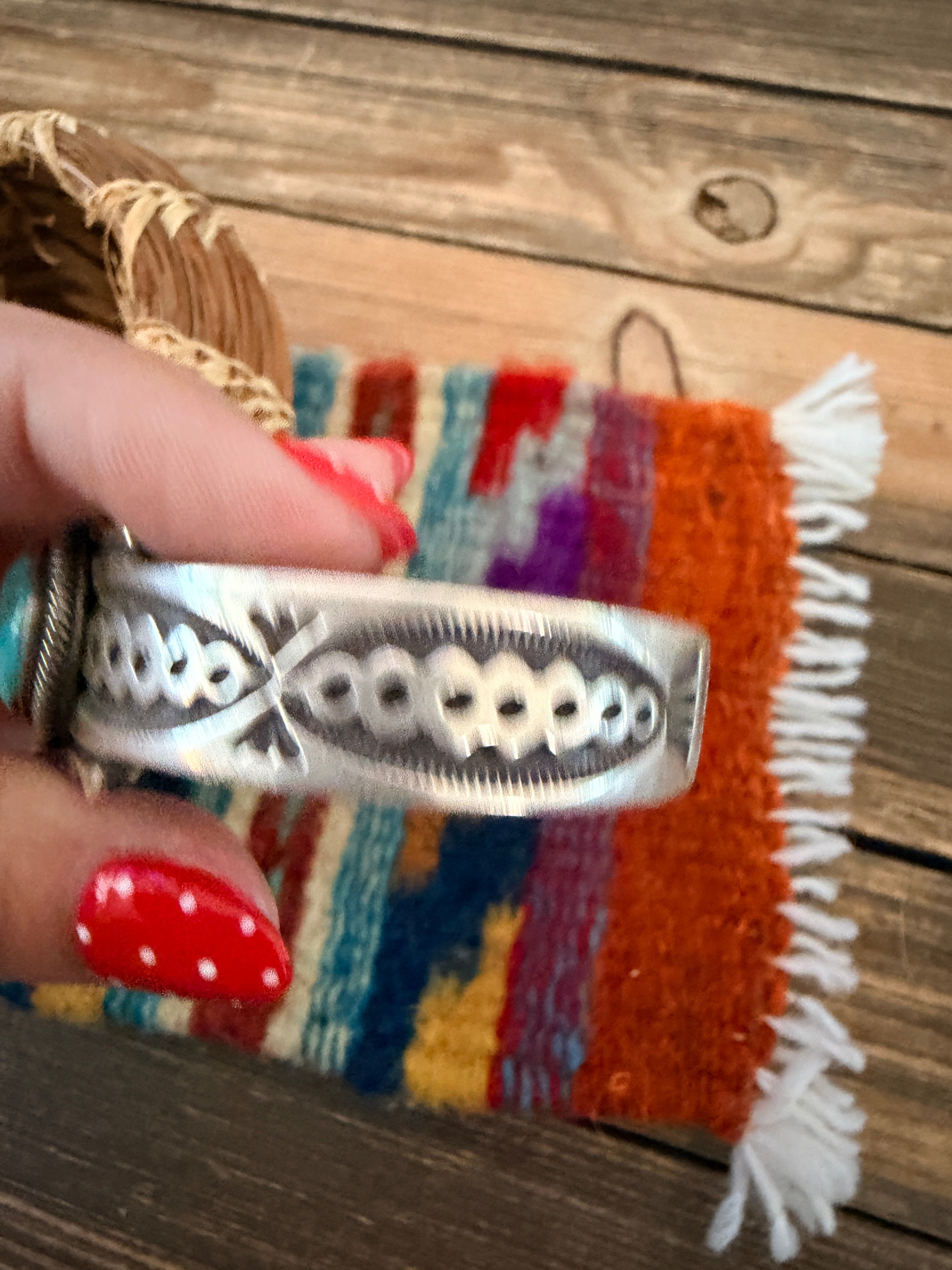 Handcrafted Turquoise & Sterling Silver Cuff Bracelet by Larry Martinez