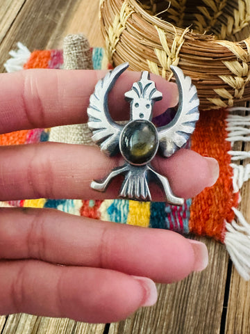Handcrafted Labradorite and Sterling Silver Thunderbird Ring size 7.75 by Chimney Butte