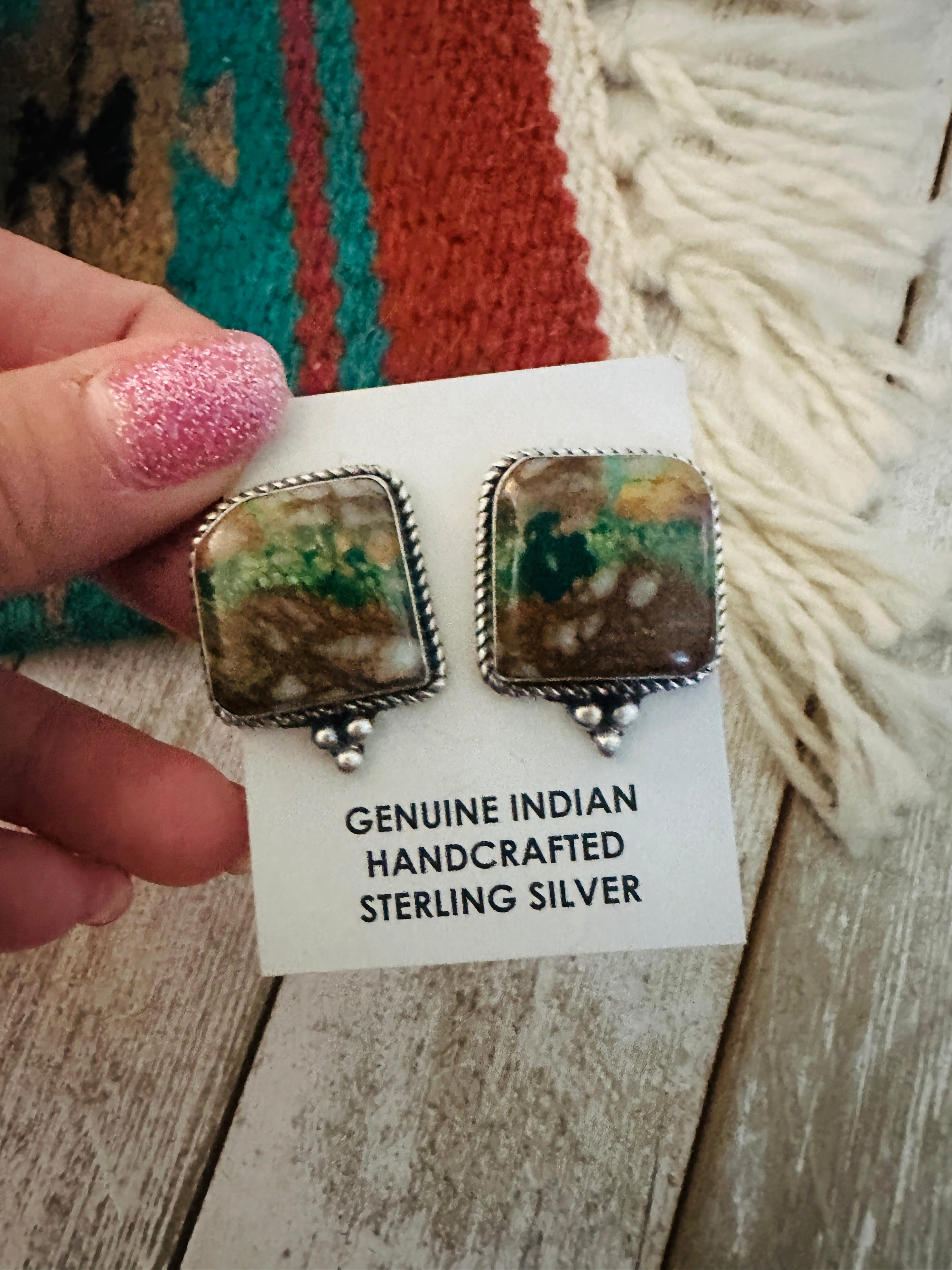 Navajo Sterling Silver & Turquoise Post Earrings