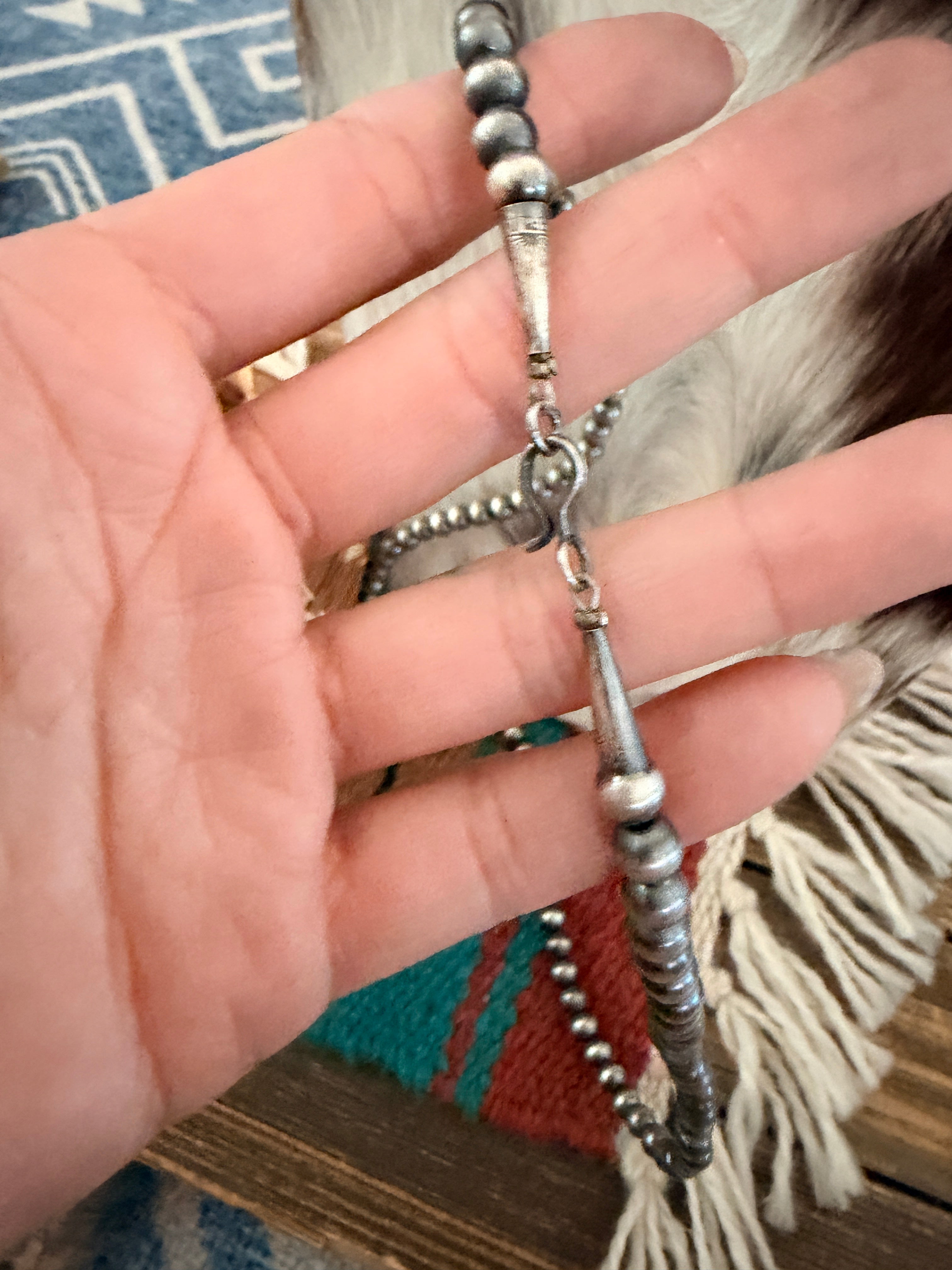 Old Pawn Handcrafted 5mm Sterling Silver Pearl 22” Beaded Necklace