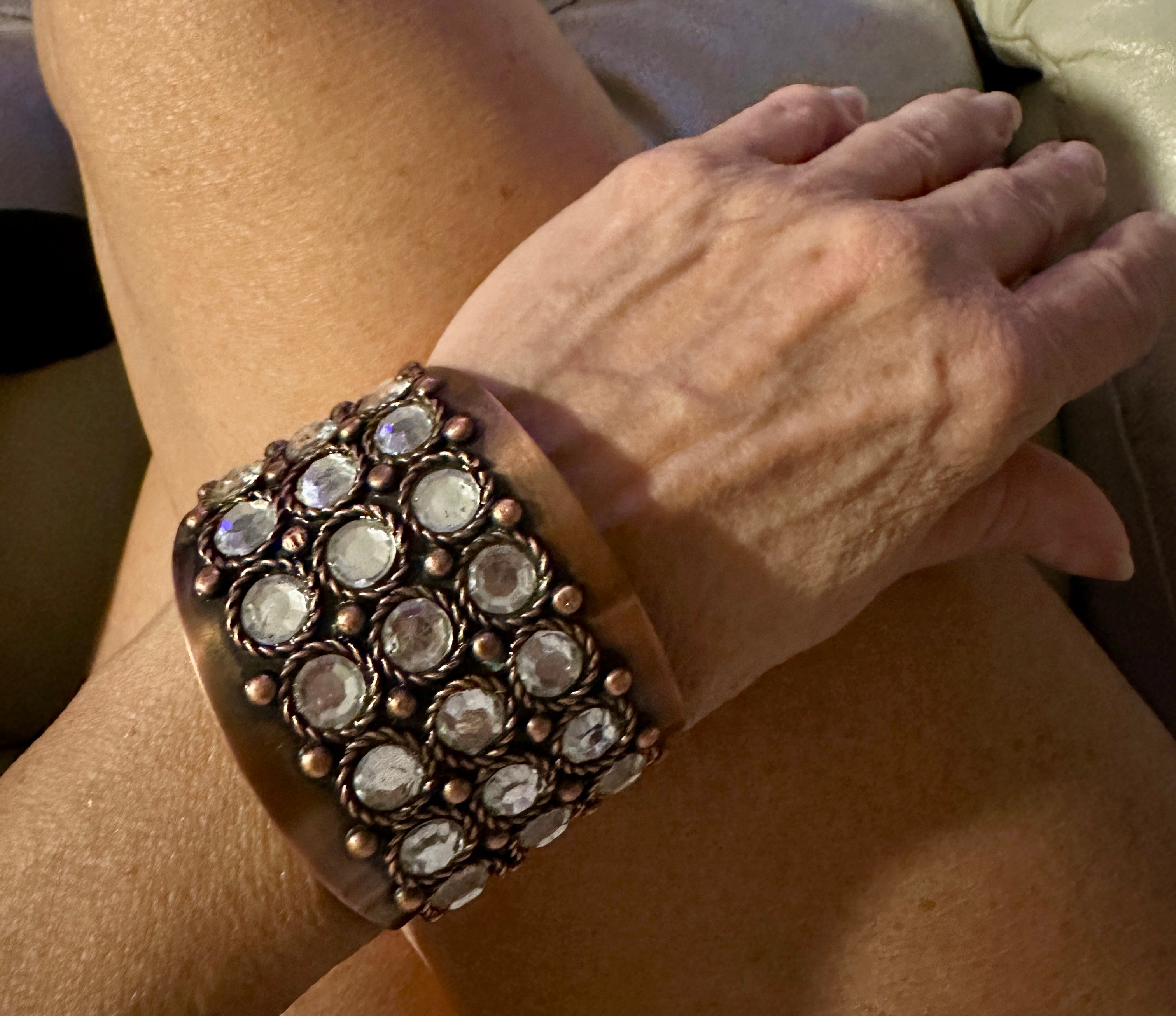 Copper Cuff CZ Bracelet