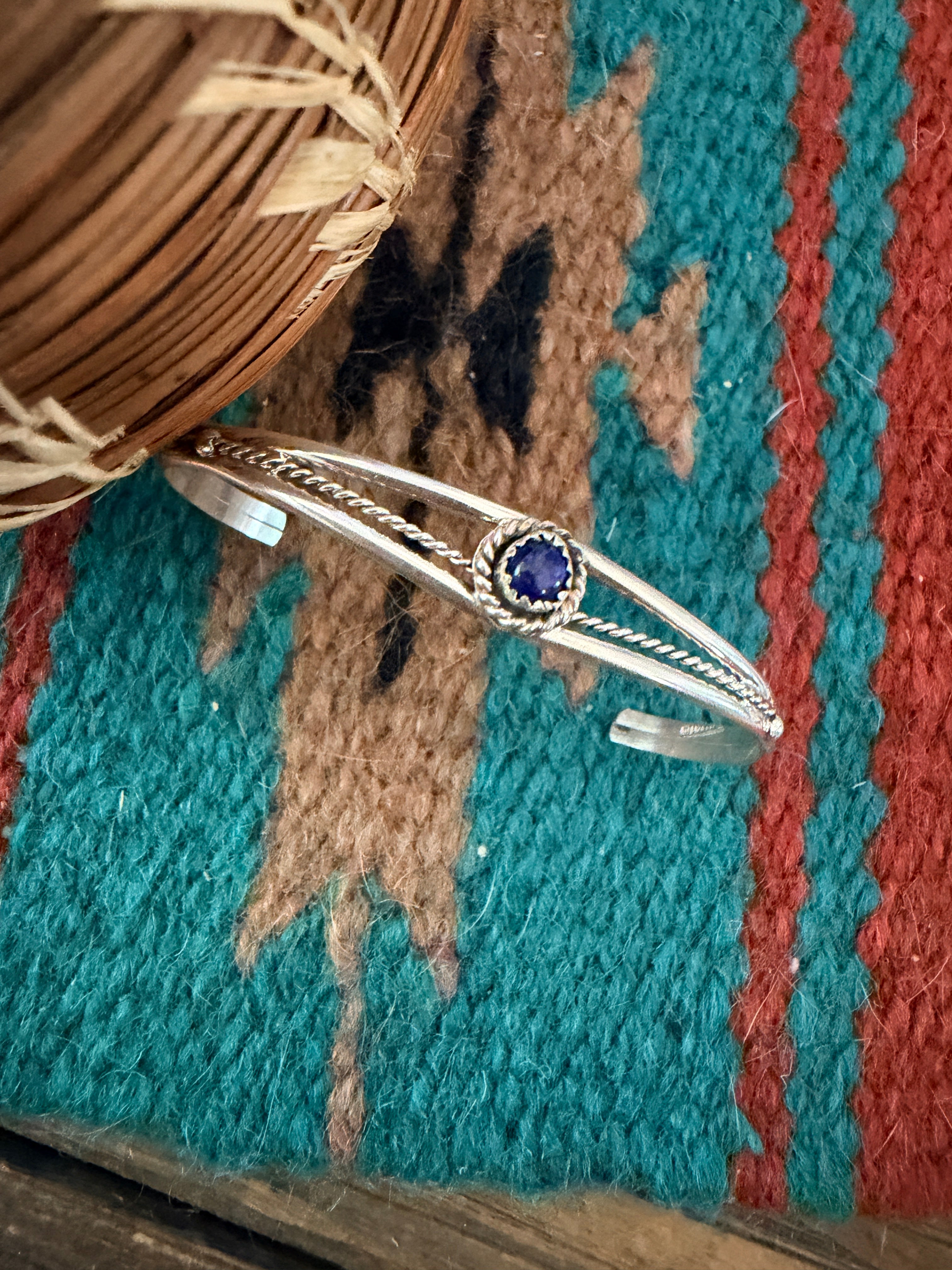 Handcrafted Lapis & Sterling Silver Baby Cuff Bracelet