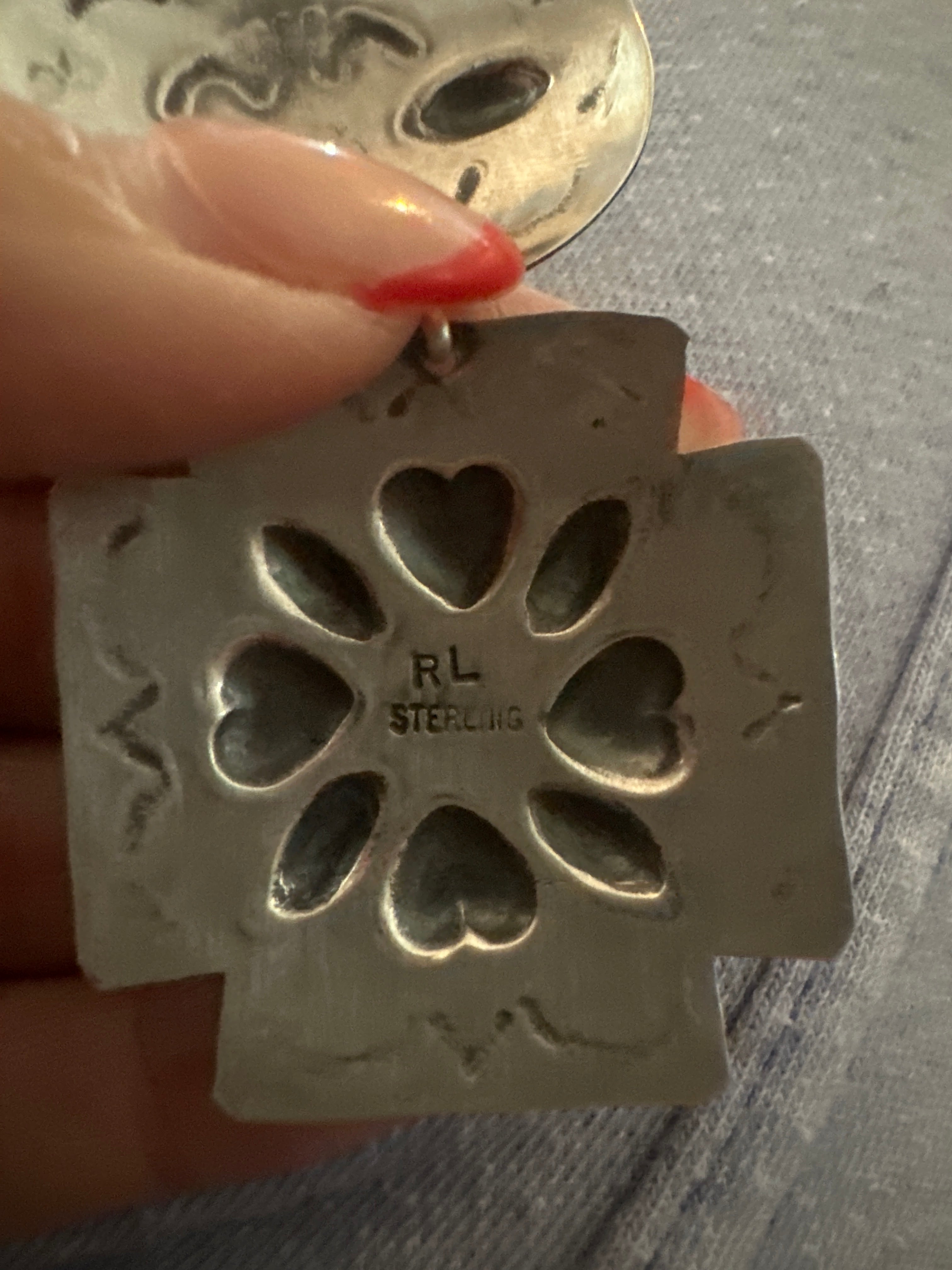 Handcrafted Queen Pink Conch & Sterling Silver Concho Dangle Earrings