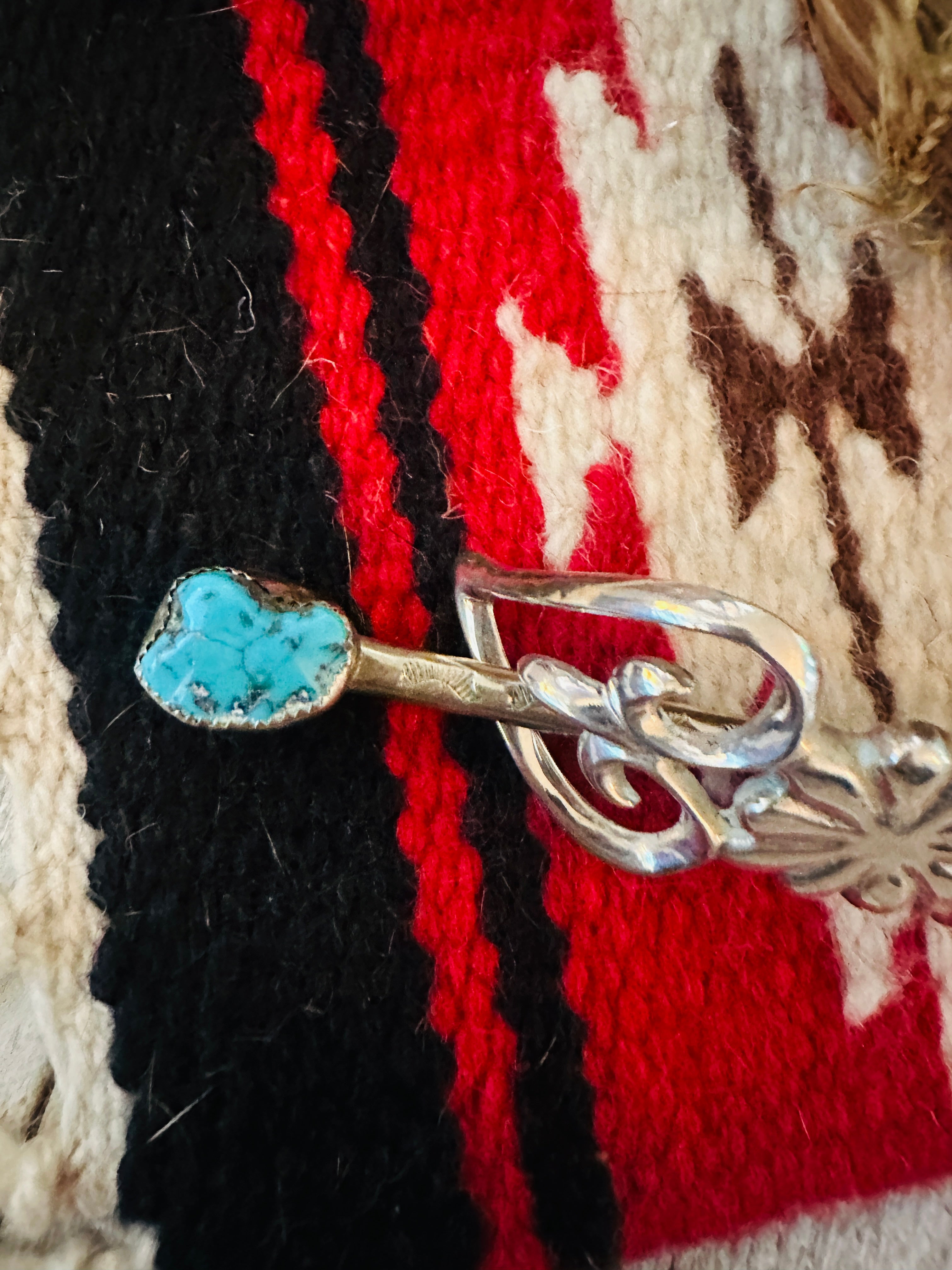 Old Pawn Turquoise & Sterling Silver Hair Pin