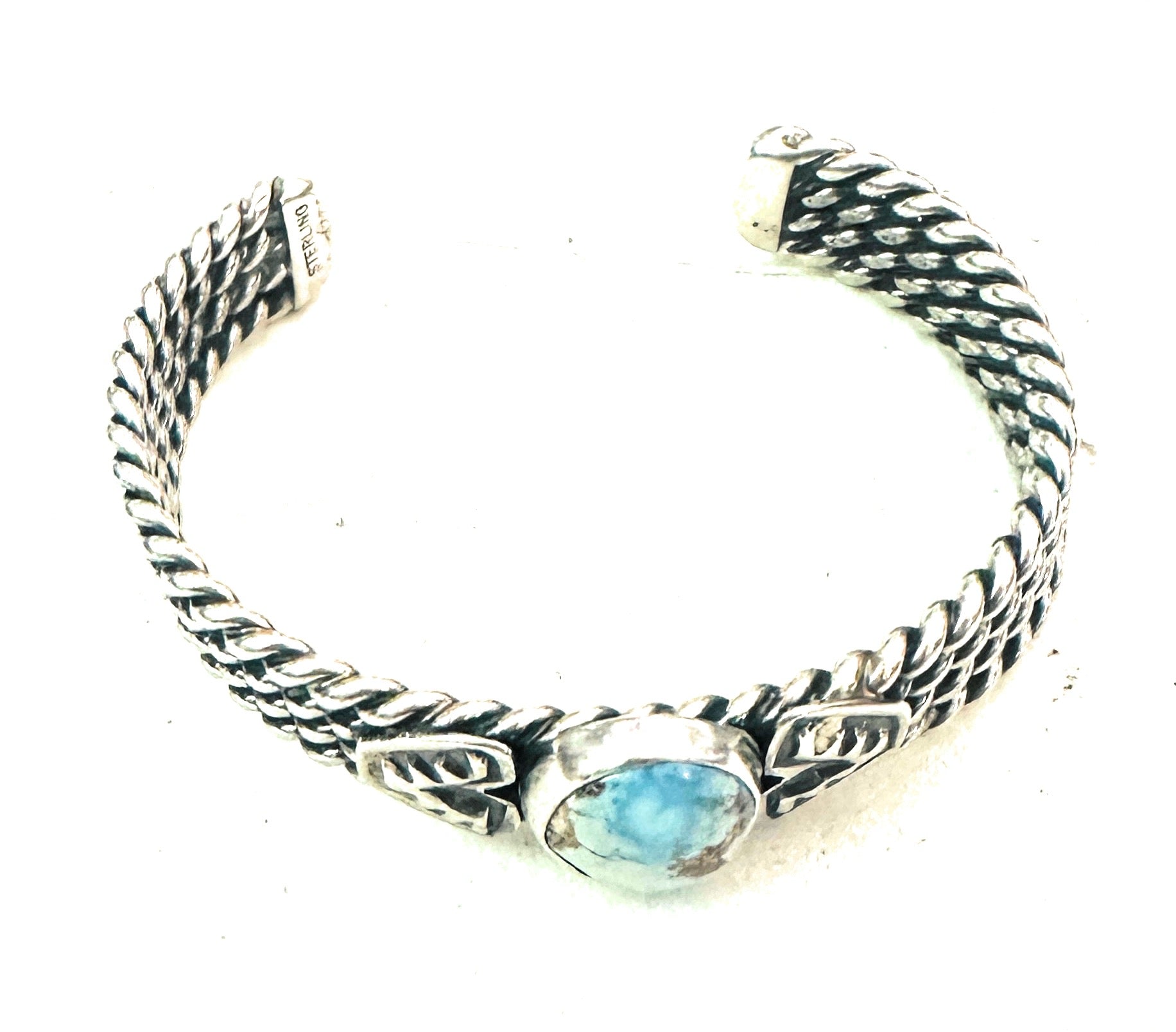 Navajo Sterling Silver & Golden Hills Turquoise Cuff Bracelet