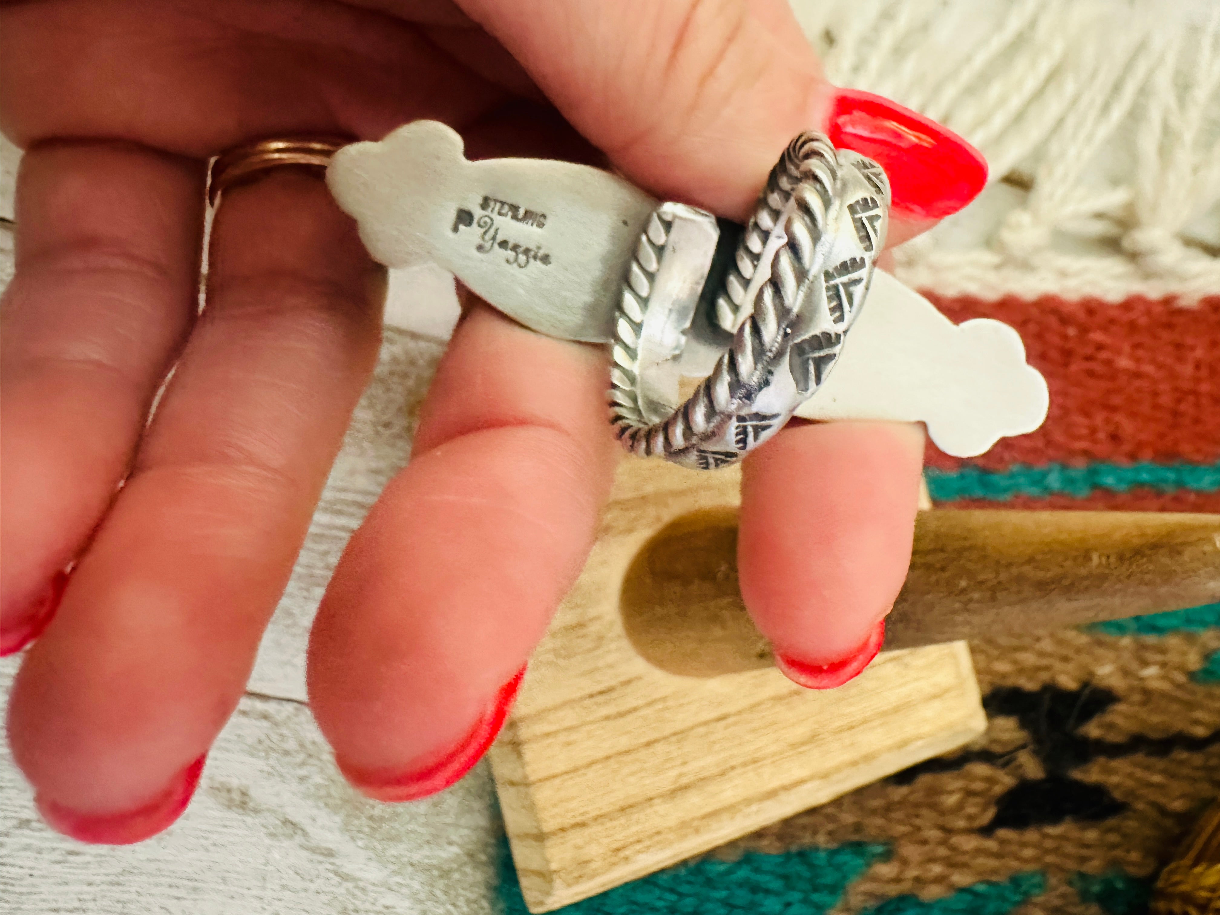 Navajo Sterling Silver & Palomino Turquoise Adjustable Ring