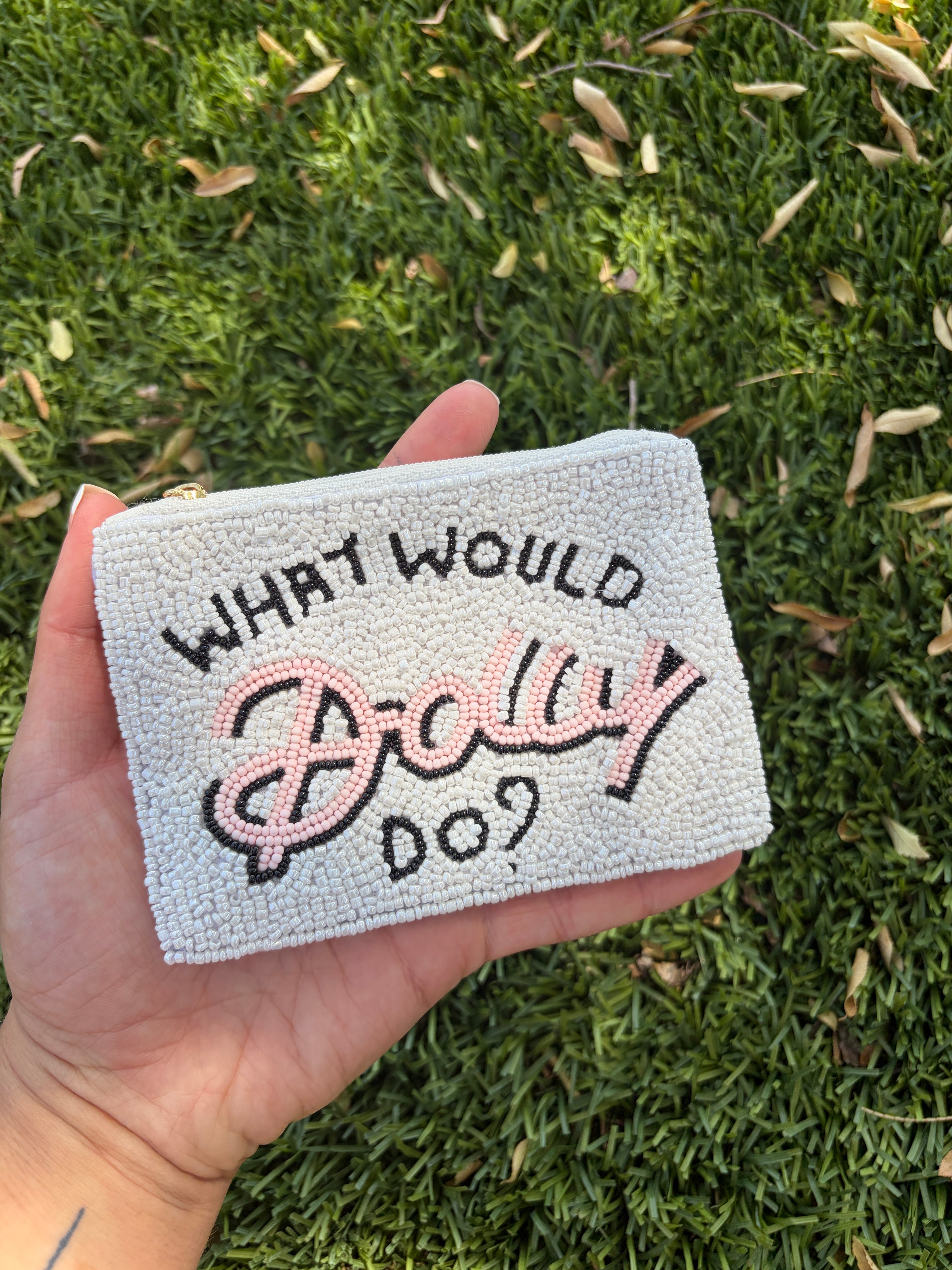 Handmade Beaded “What Would Dolly Do?” Coin Purse