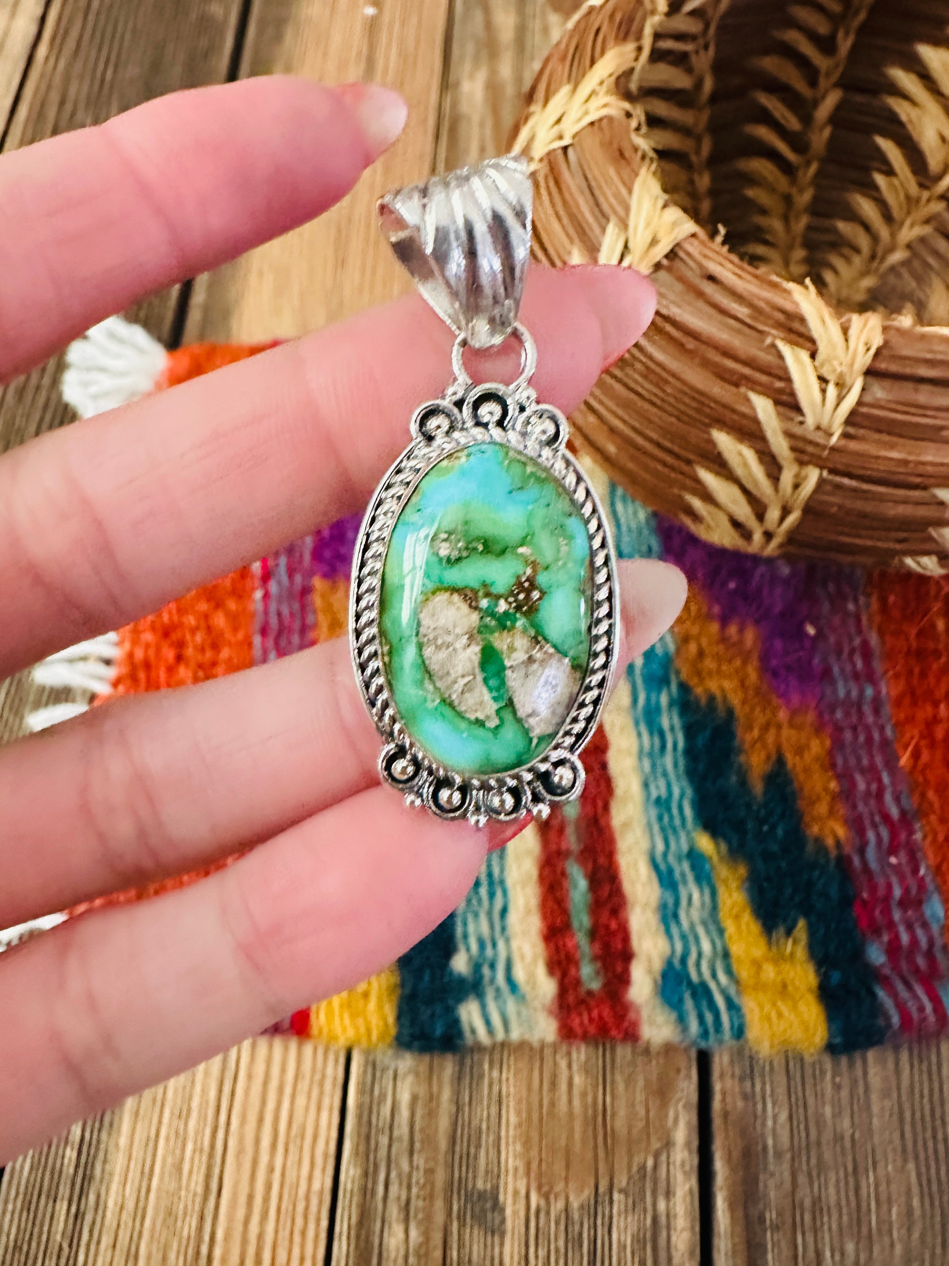 Handcrafted Sterling Silver & Sonoran Mountain Turquoise Pendant
