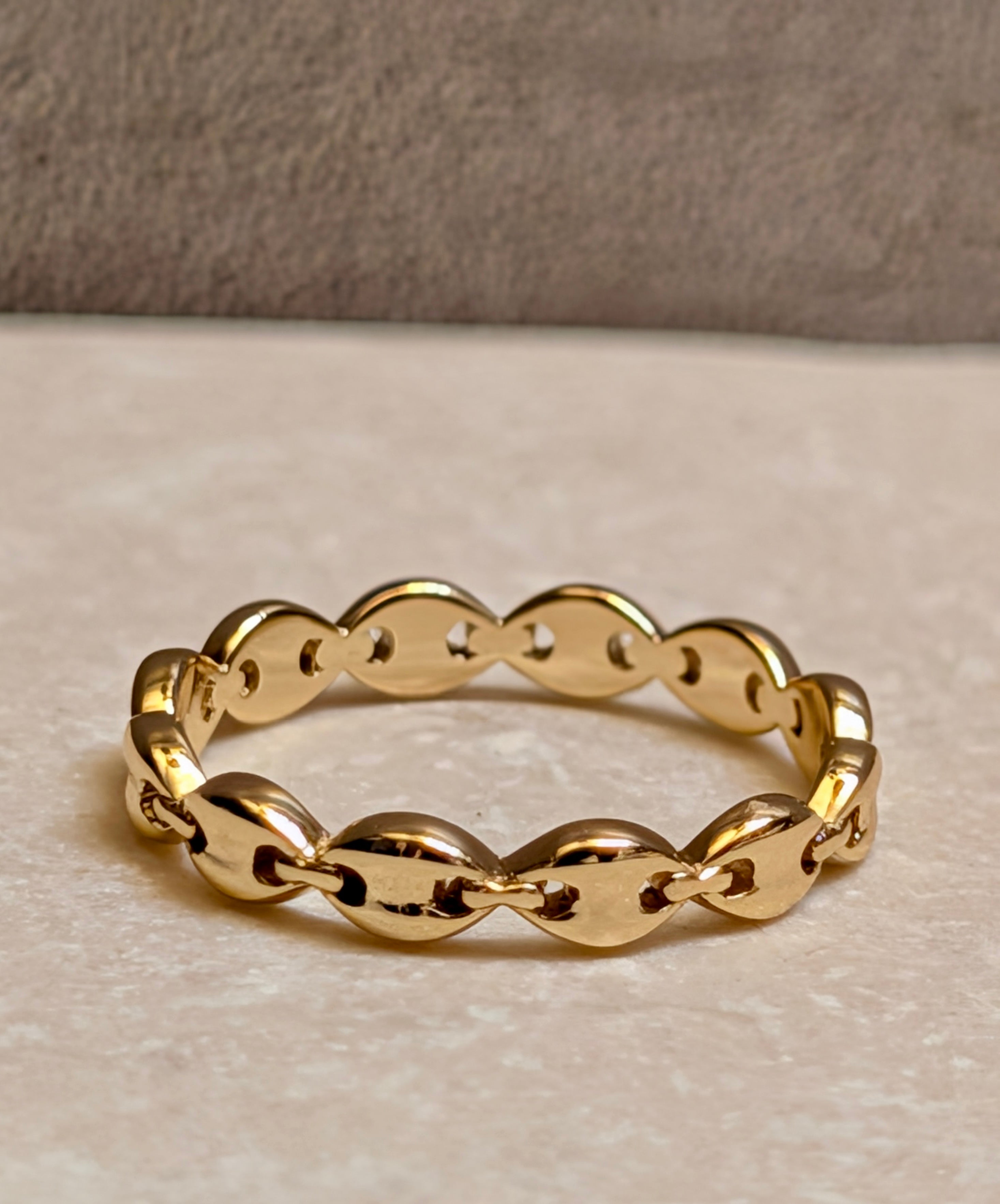 14k Gold Sterling Silver Anchor Chain Ring Size 7