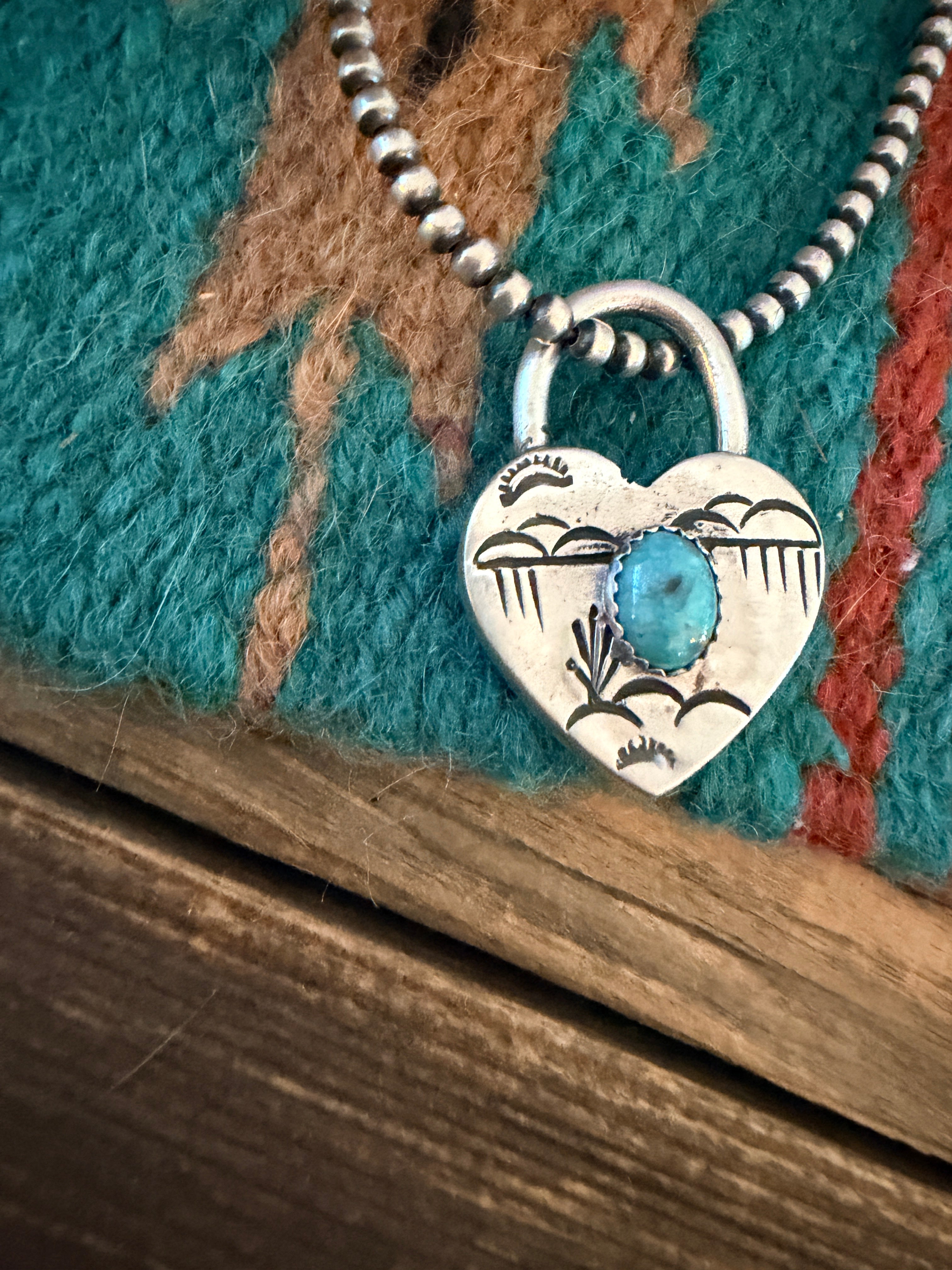 Handcrafted Sterling Silver & Turquoise Heart Locket Pendant