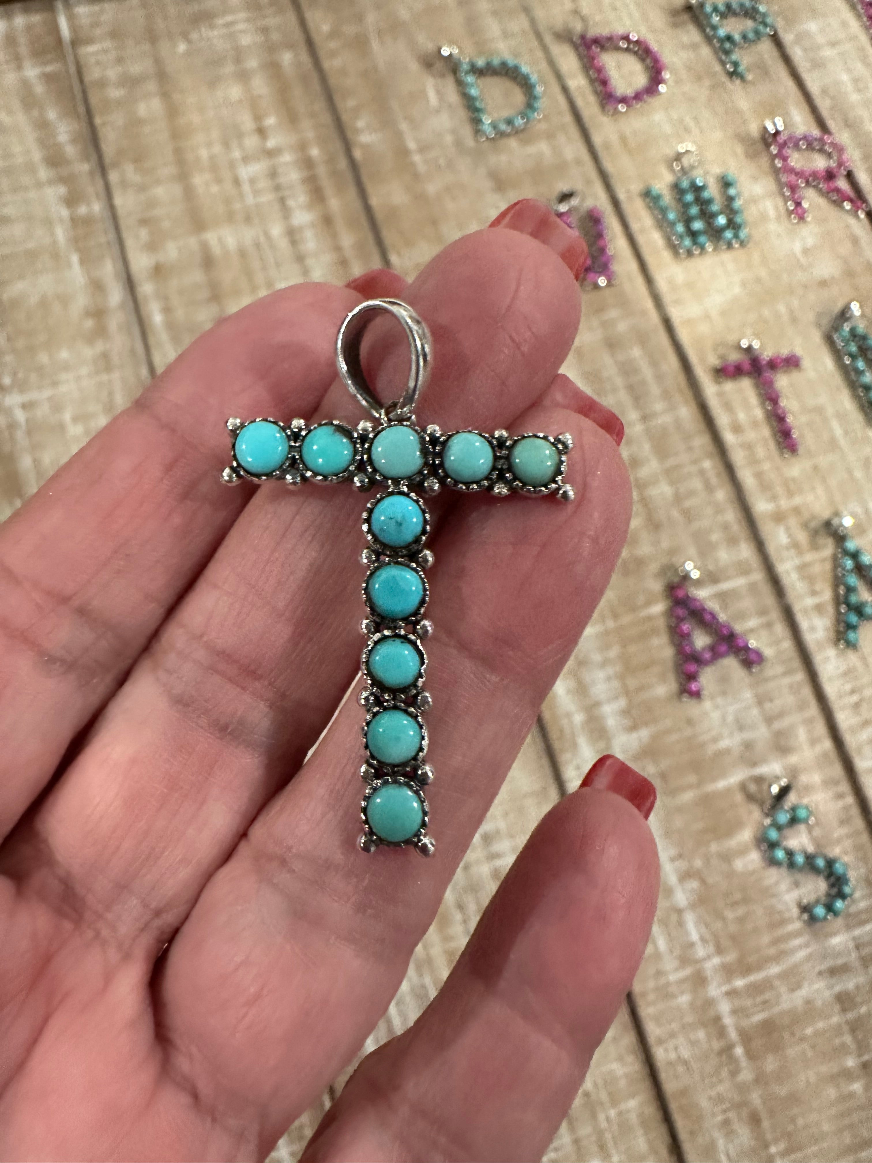 Beautiful Handmade Sterling Silver and Turquoise Letter Pendant