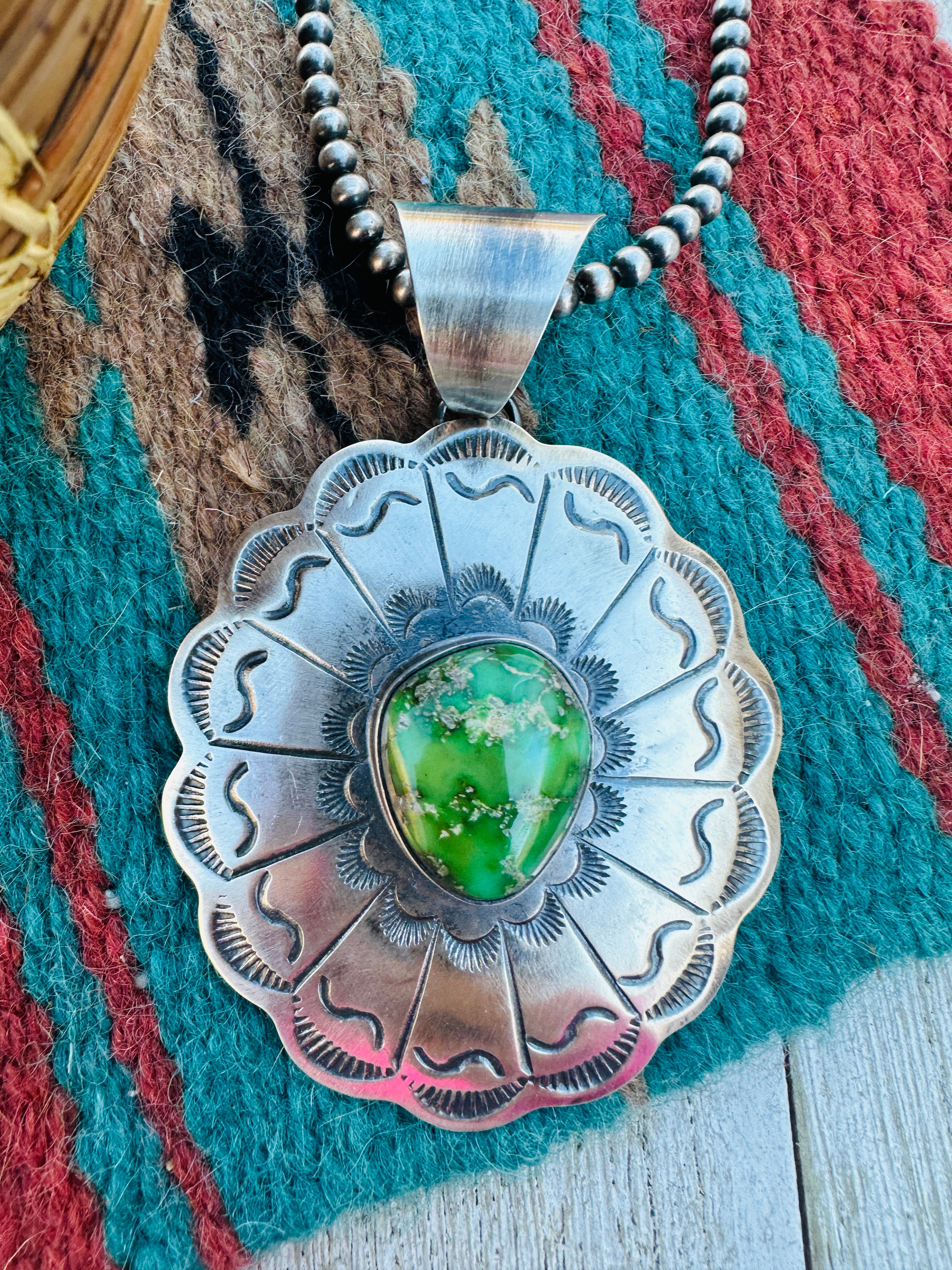 Handcrafted Sterling Silver & Sonoran Mountain Turquoise Pendant by Chimney Butte