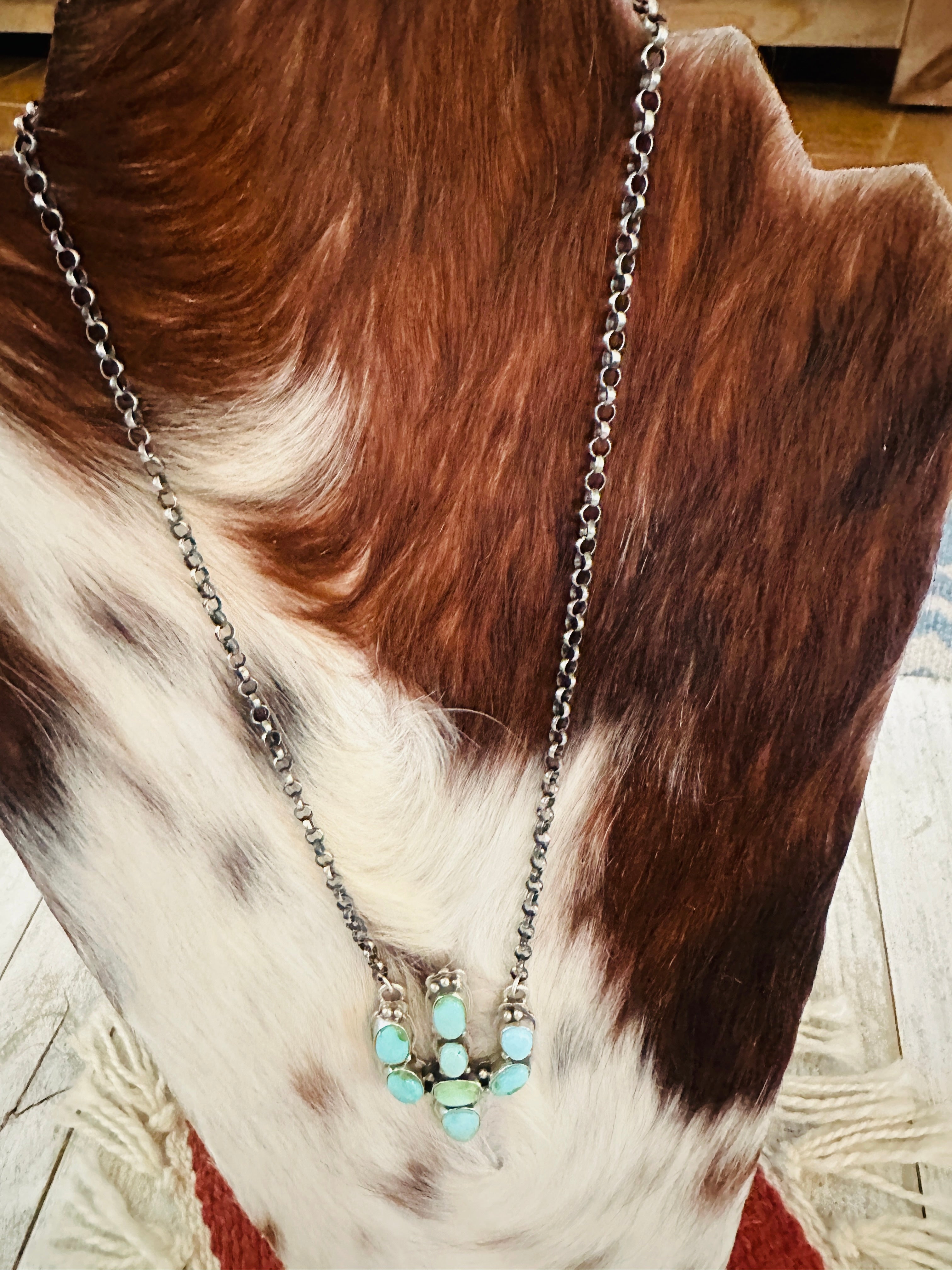 Handcrafted Sterling Silver & Turquoise Cactus Necklace by Emerson Thompson