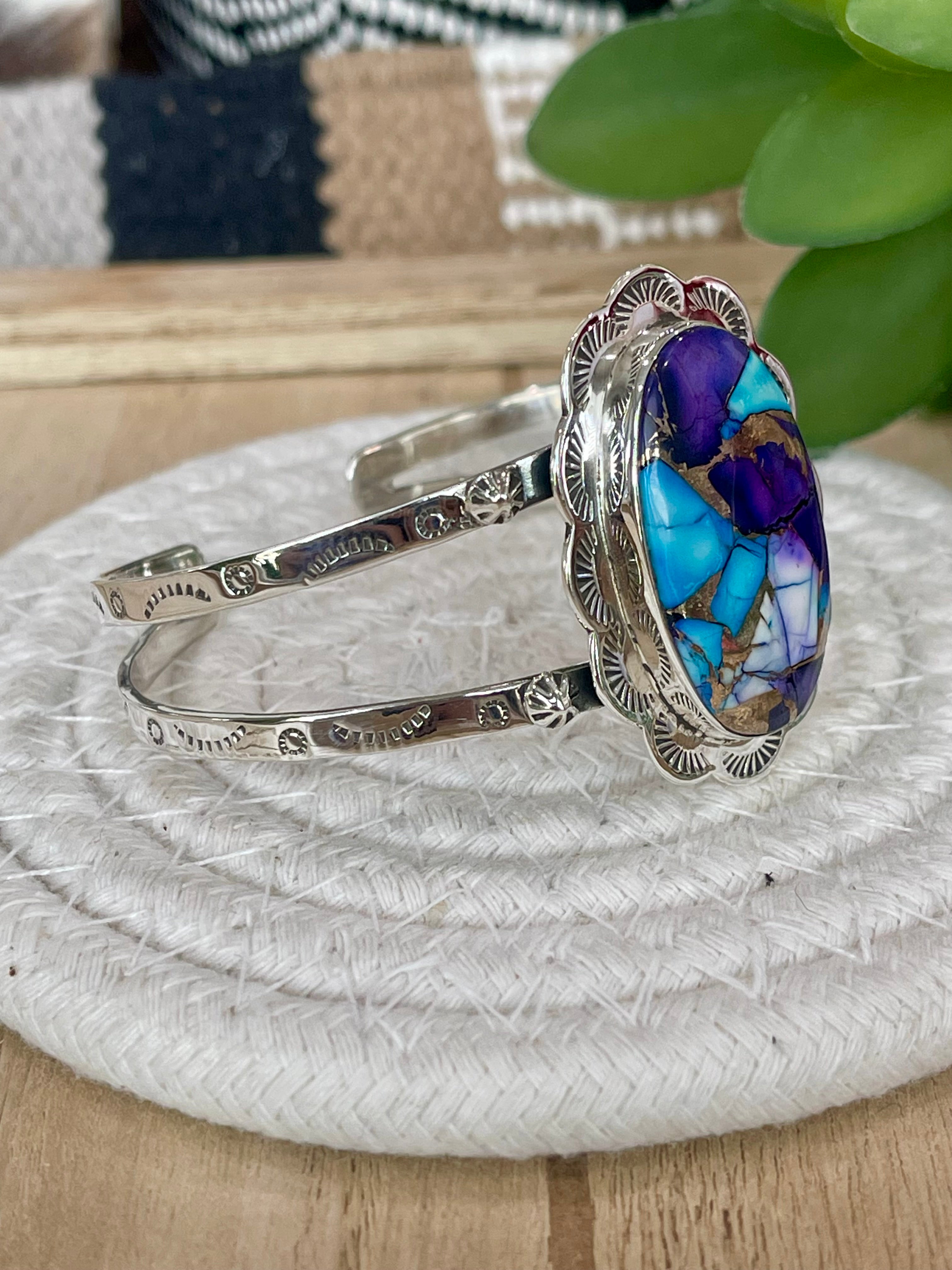 Handmade Purple Dream Mojave & Sterling Silver Cuff Bracelet