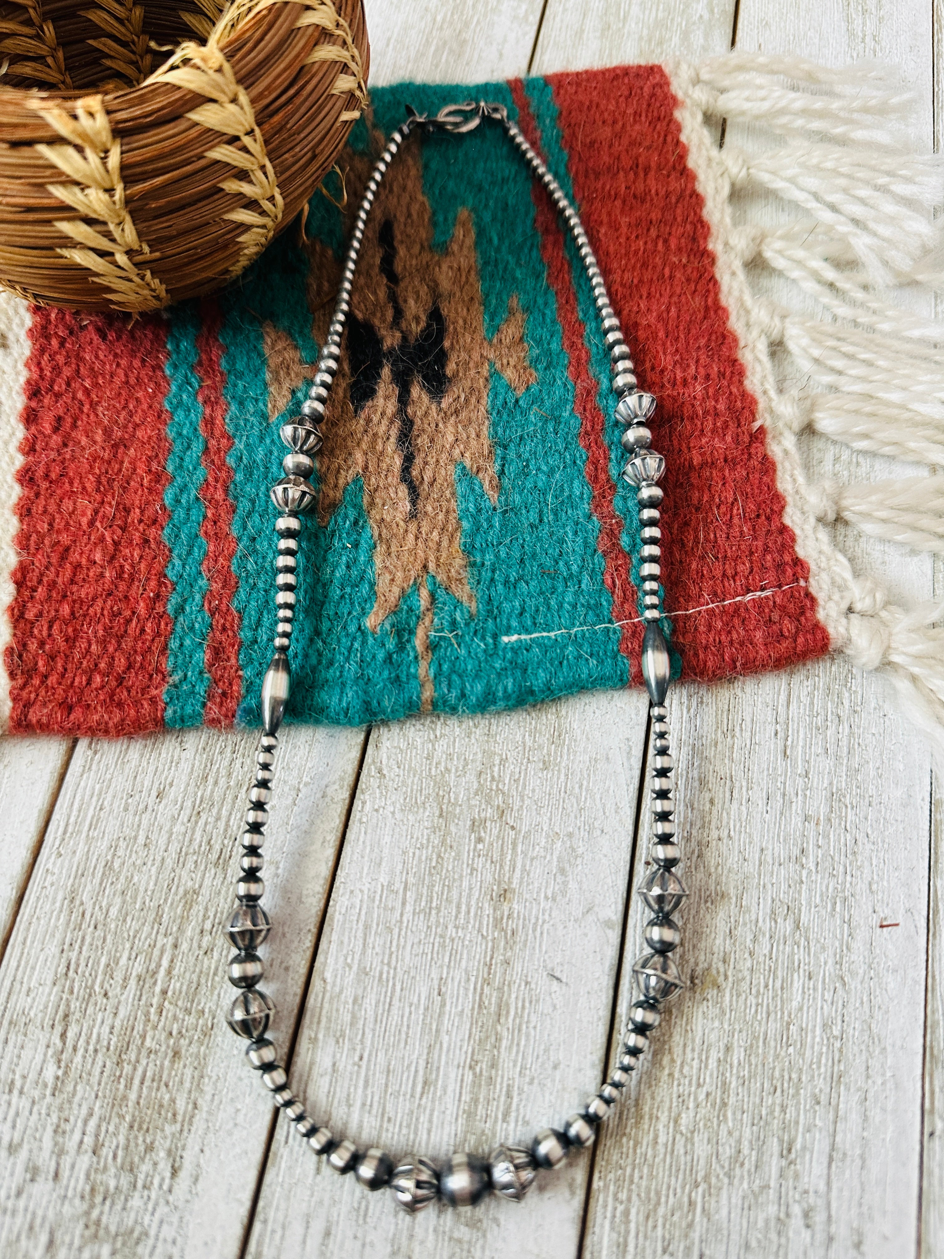 Handcrafted Sterling Silver Pearl Beaded Necklace