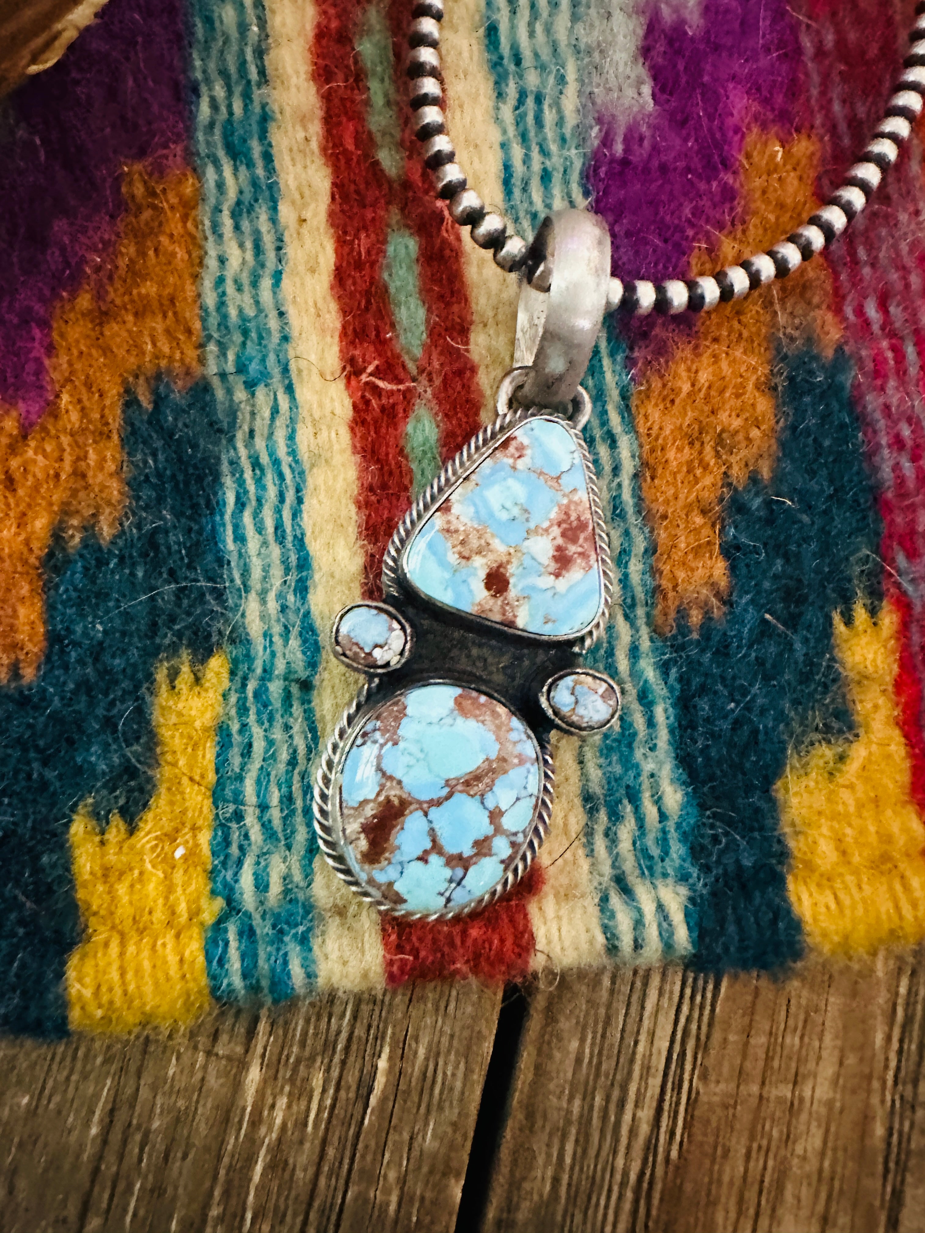 Handcrafted Sterling Silver & Golden Hills Turquoise Pendant by Darrin Livingston