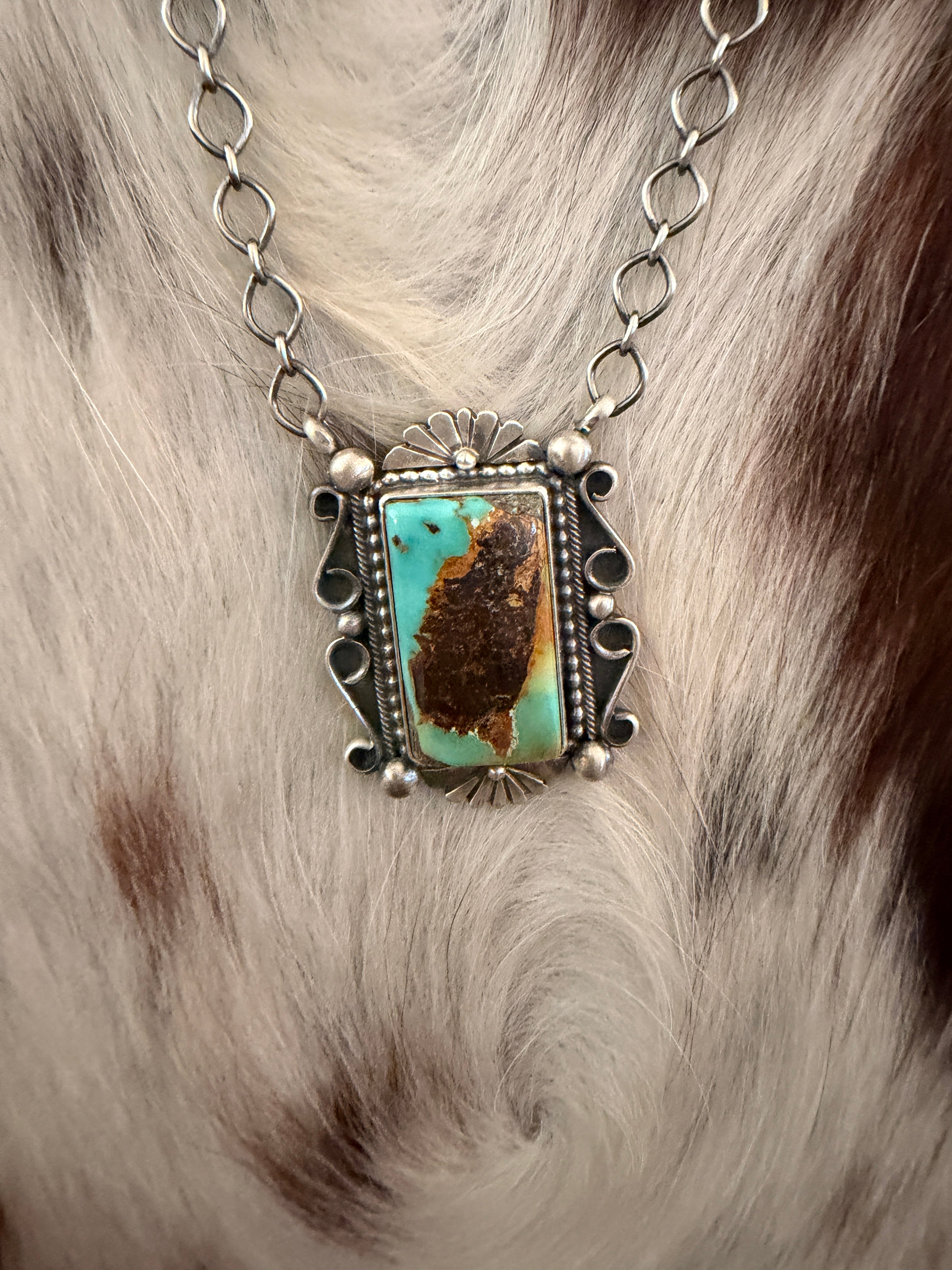 Handcrafted Royston Turquoise & Sterling Silver Necklace by Daniel Benally