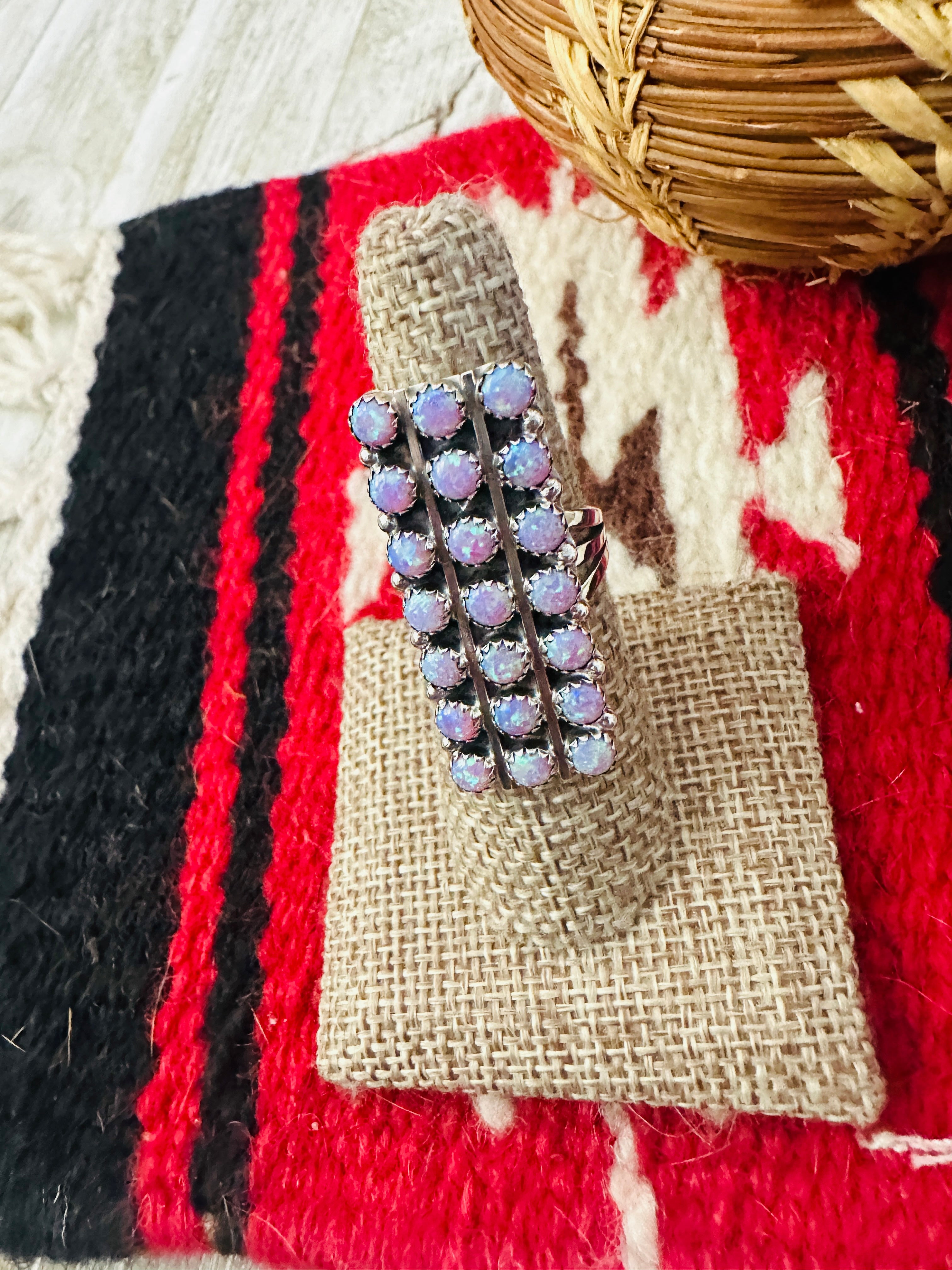 Handcrafted Purple Opal & Sterling Silver Cluster Ring