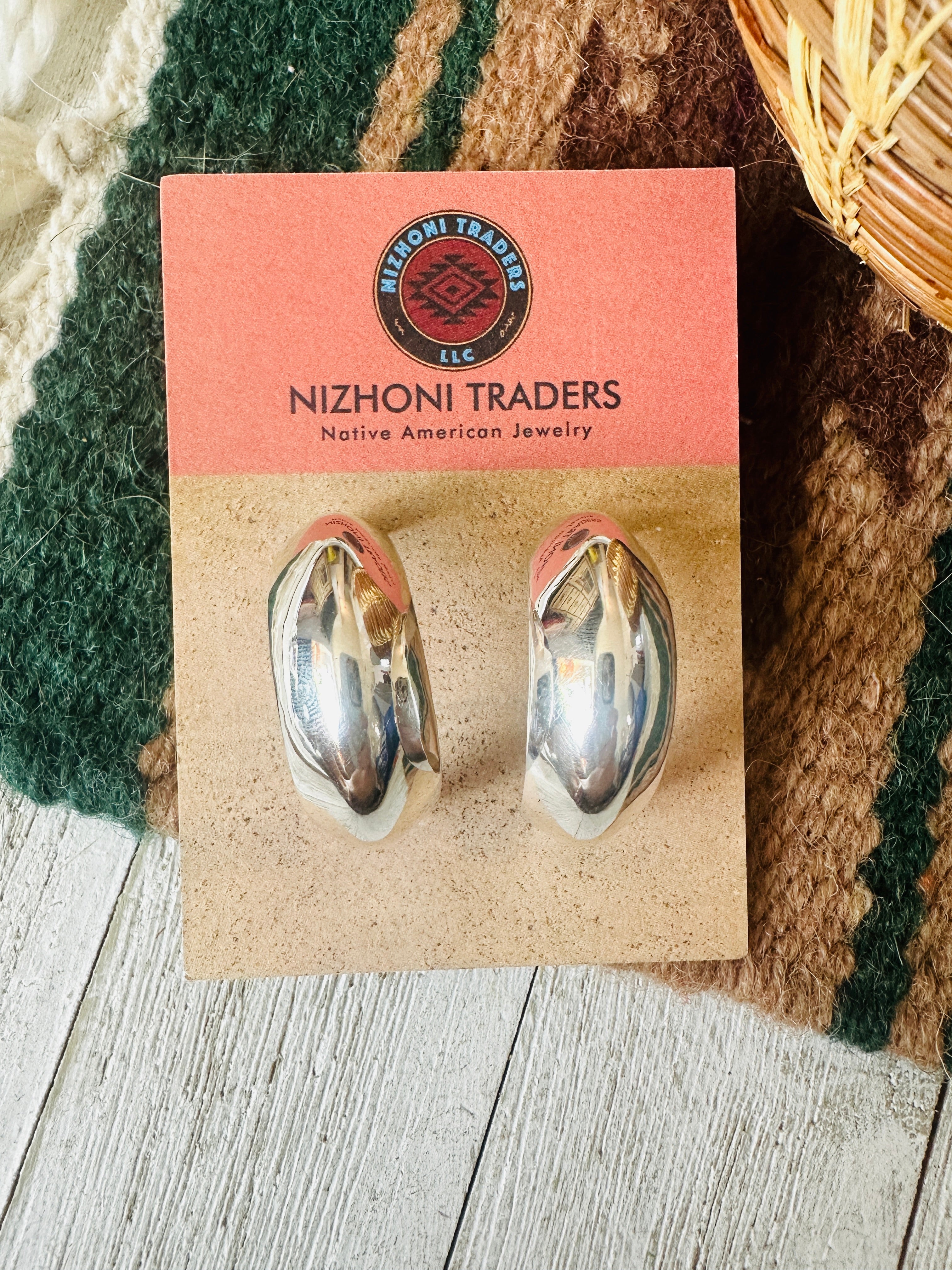 Navajo Sterling Silver Hoop Earrings